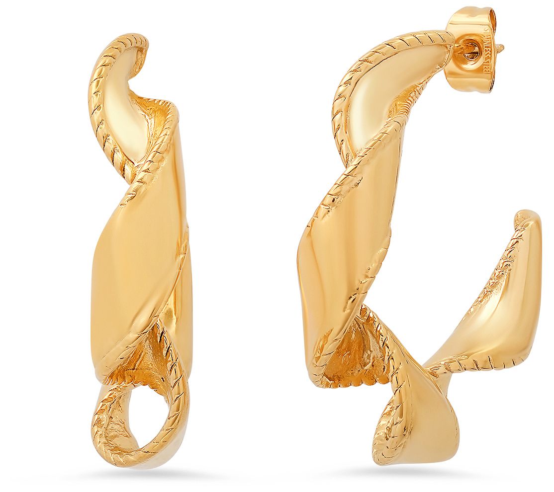 Steel By Design Ribbon Twist Hoop Earrings