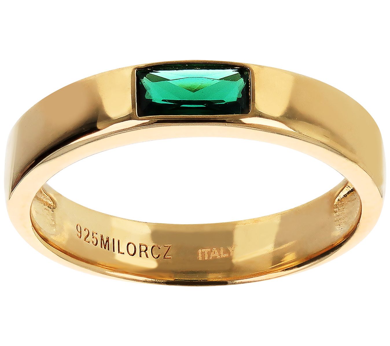Diamonique Italia Baguette Stackable Band Ring, 18K Plated