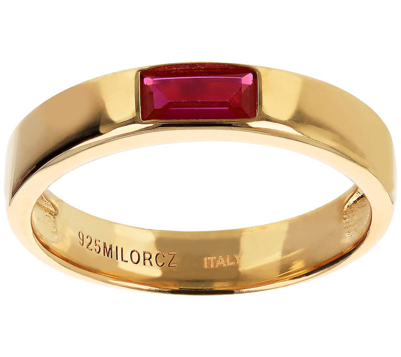Diamonique Italia Baguette Stackable Band Ring, 18K Plated