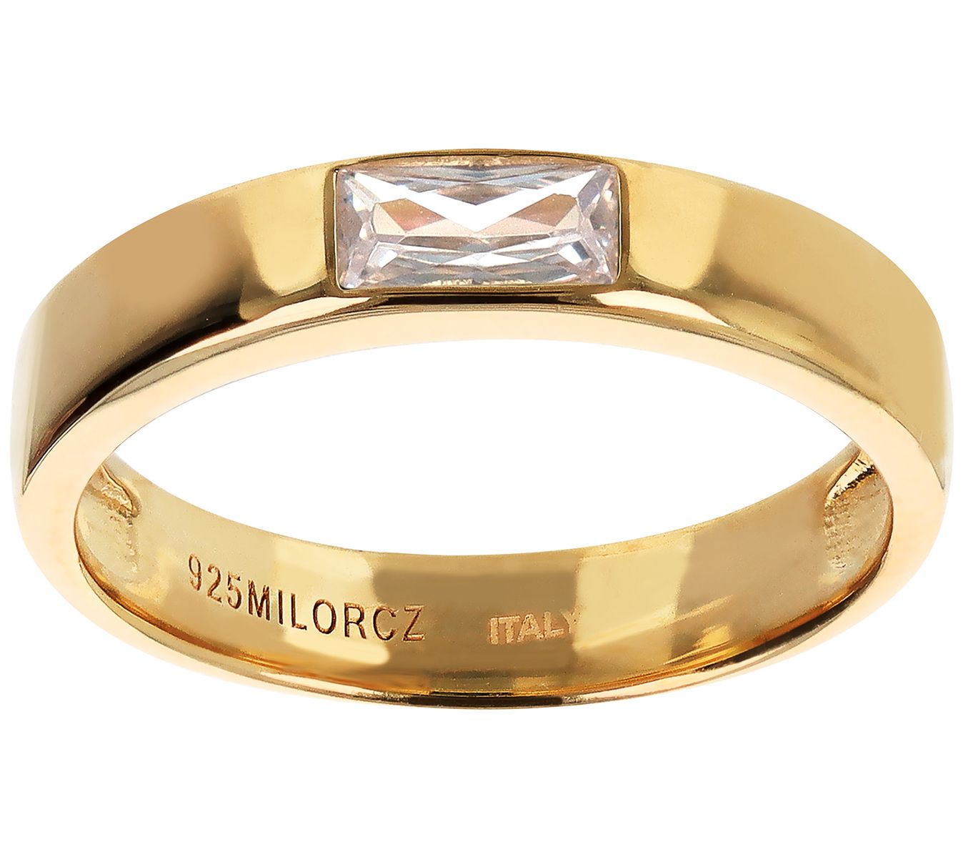 Diamonique Italia Baguette Stackable Band Ring, 18K Plated