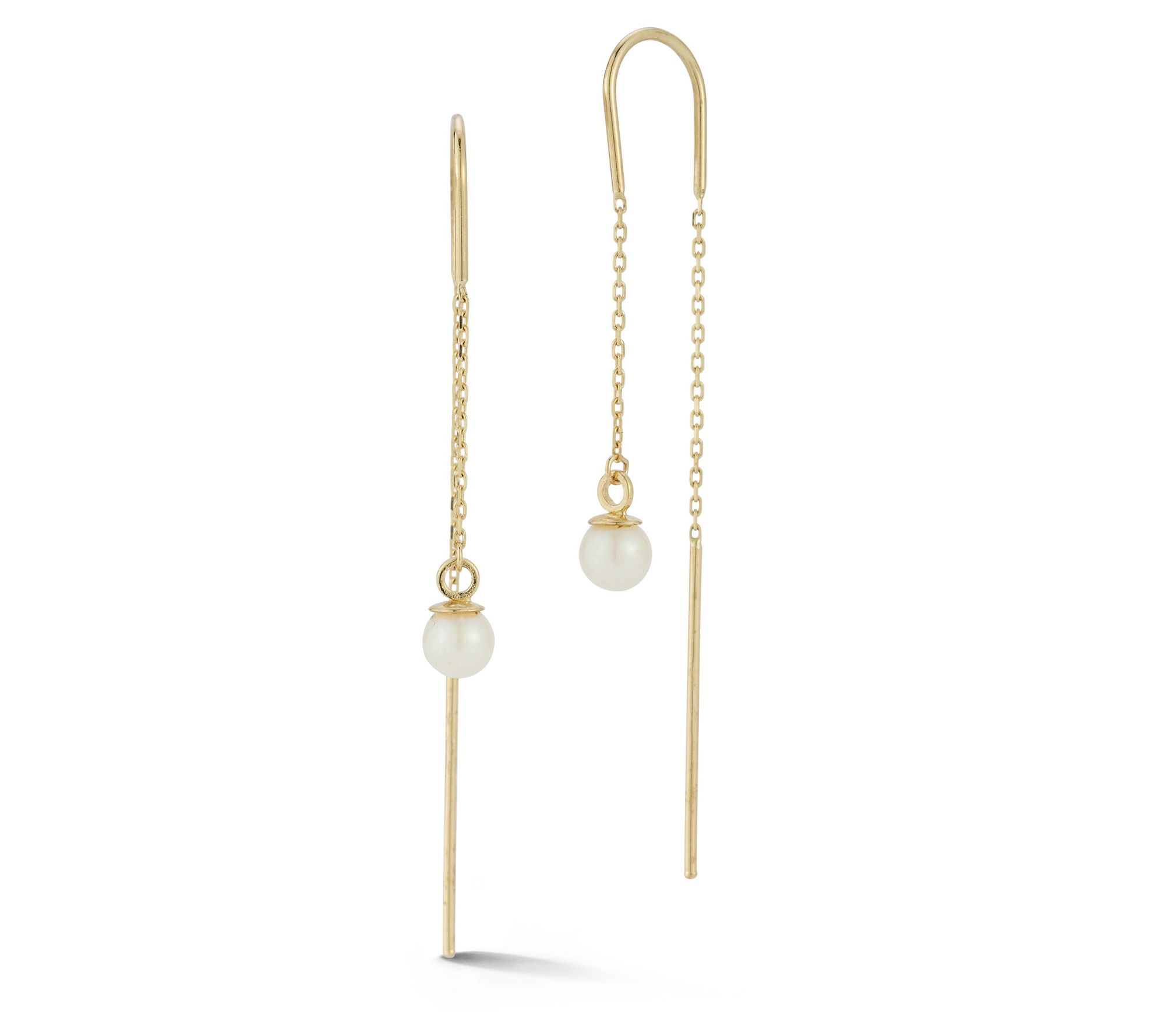 Luminosa Gold Cultured Pearl Threader Earrings,14K