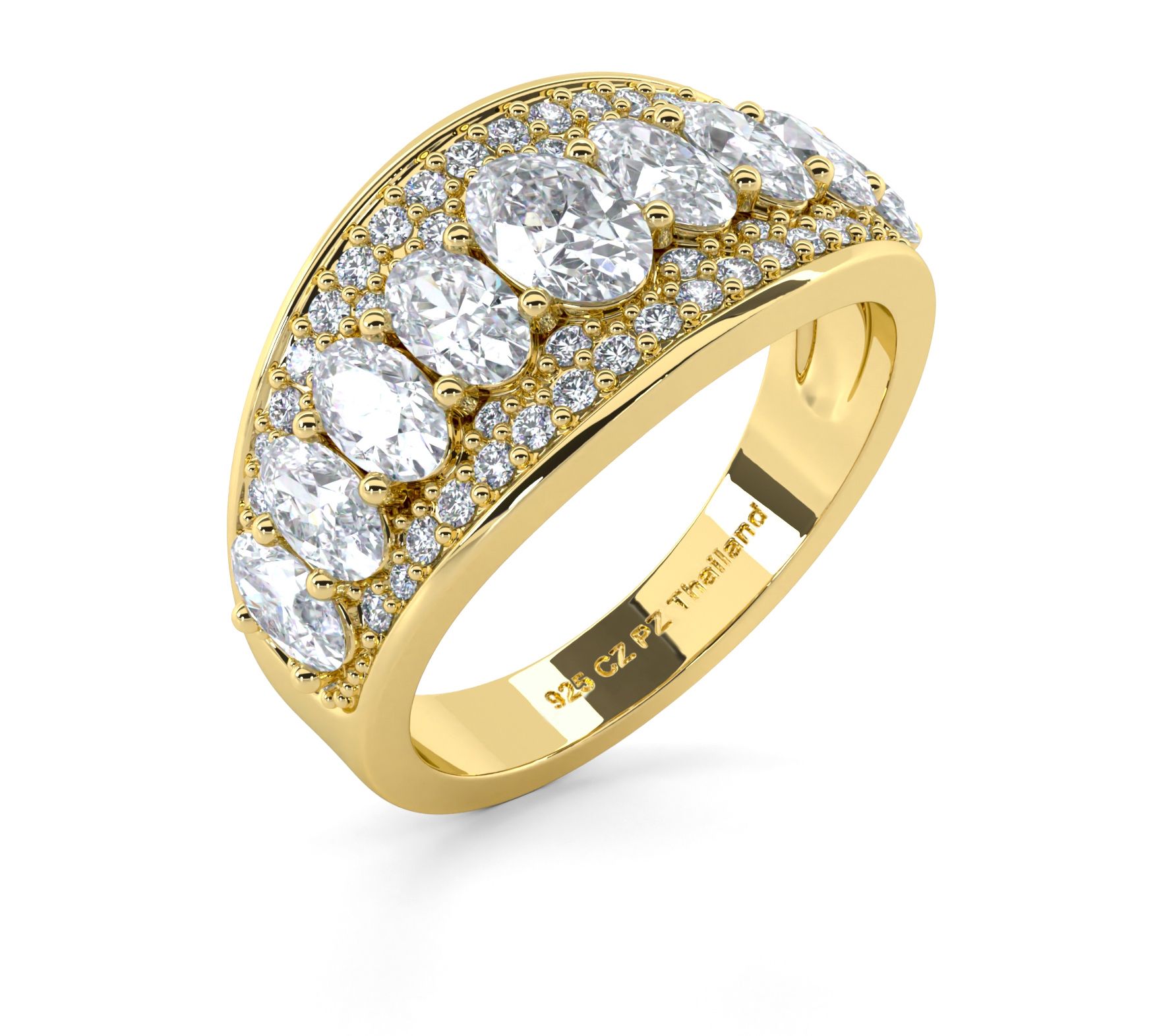 Diamonique 4.40 cttw Multi-Row Cocktail Ring, Sterling Silver