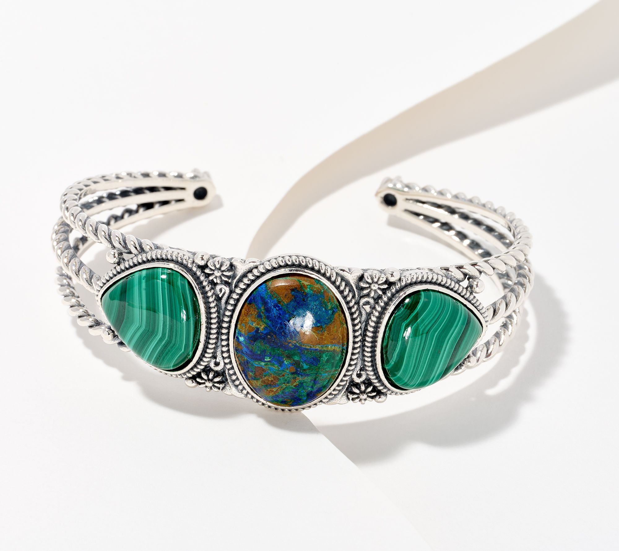 American West Sterling Silver Trillion Cut Gemstone Cuff