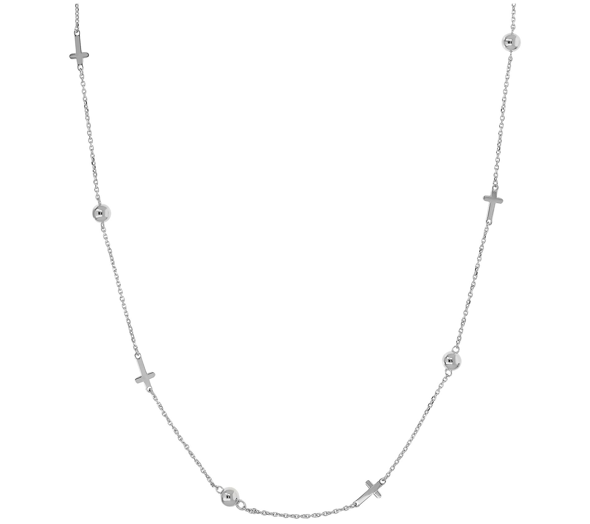 David Markstein Sterling Cross & Bead Station Necklace
