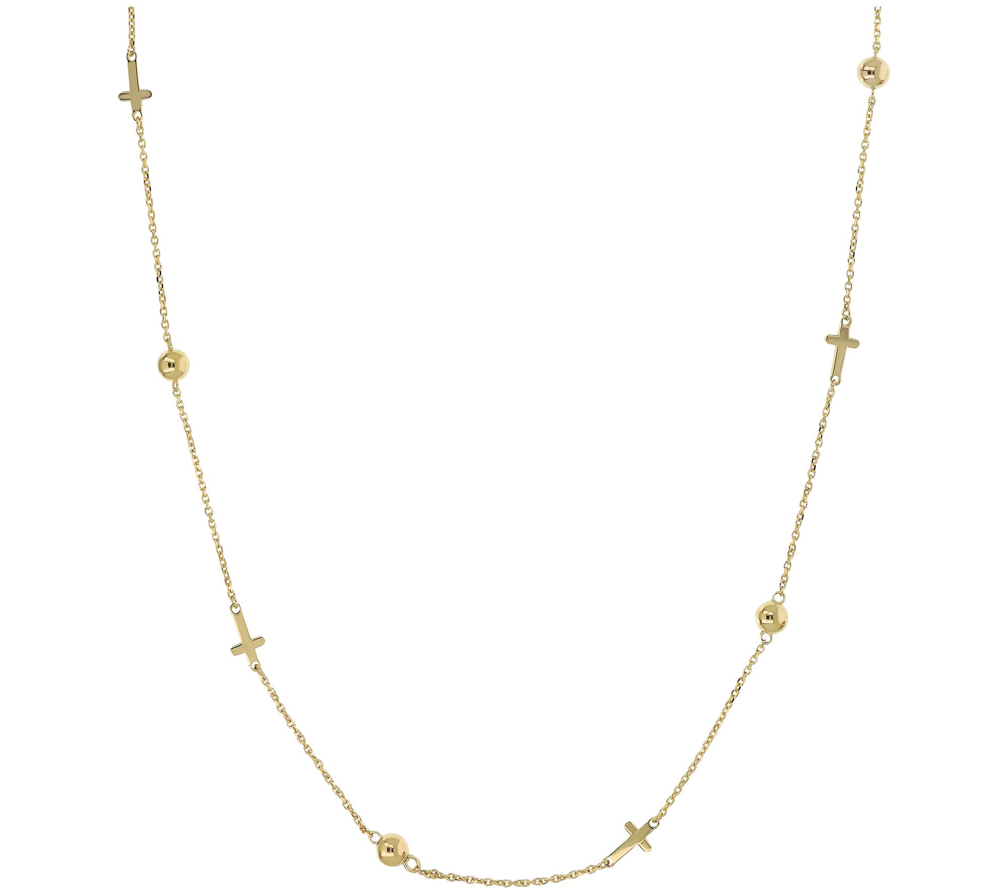 David Markstein Sterling Cross & Bead Station Necklace