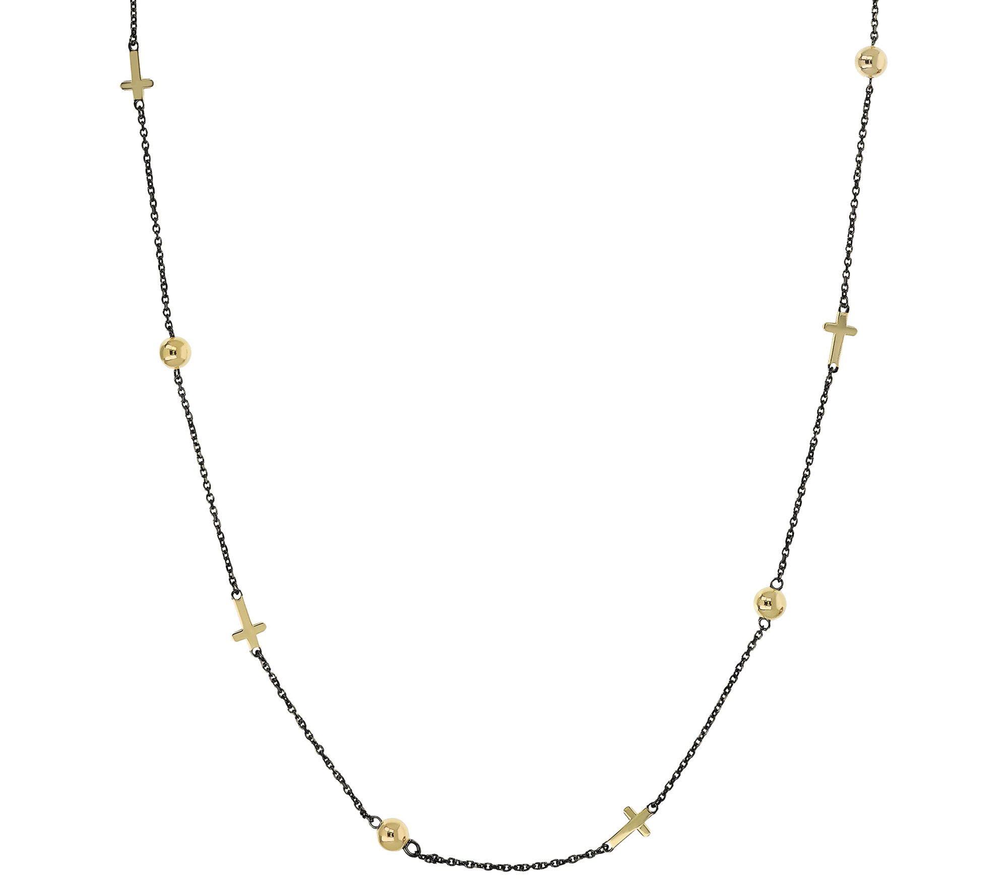 David Markstein Sterling Cross & Bead Station Necklace