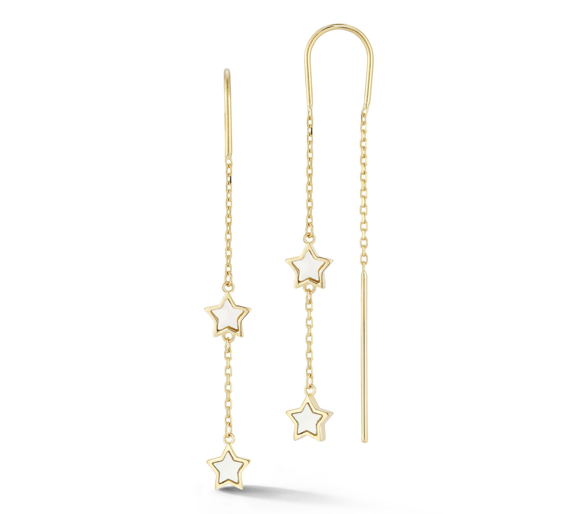 Luminosa Gold Double Mother of Pearl Star Earrings, 14K