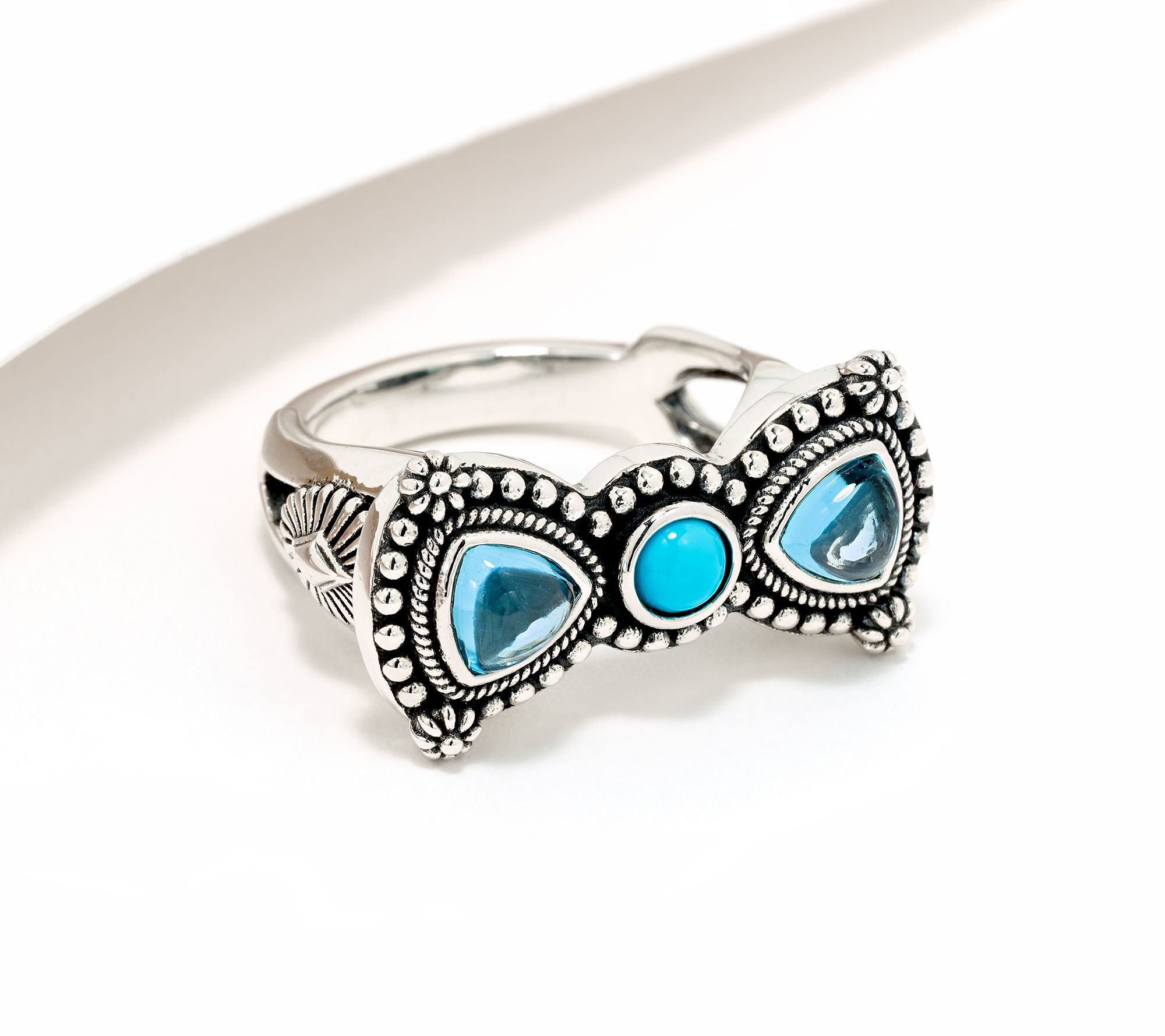  American West Sterling Silver Bow Tie Multi Gemstone Ring