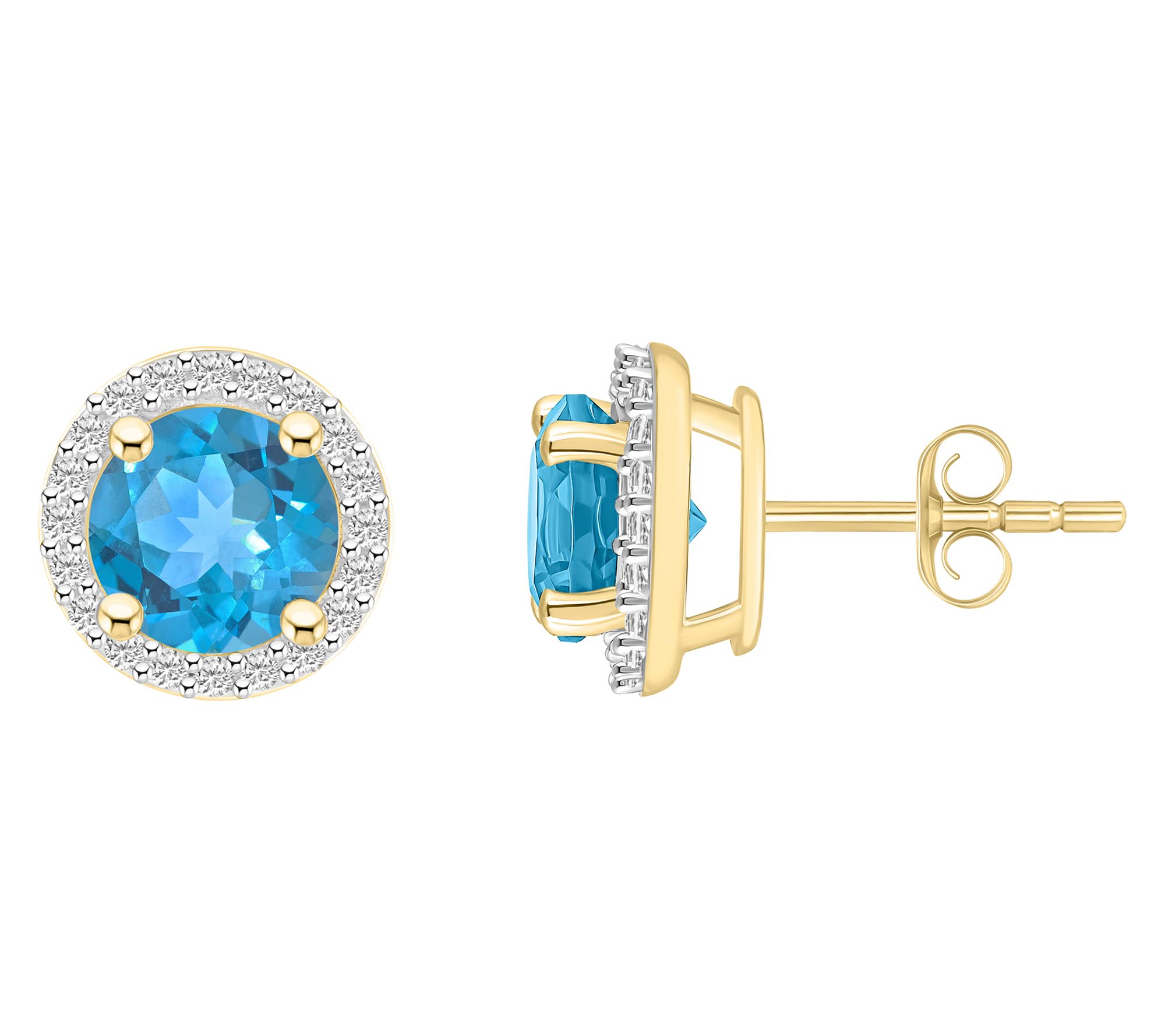 Affinity Gems Round Cut Gemstone Halo Stud Earrings, 10K