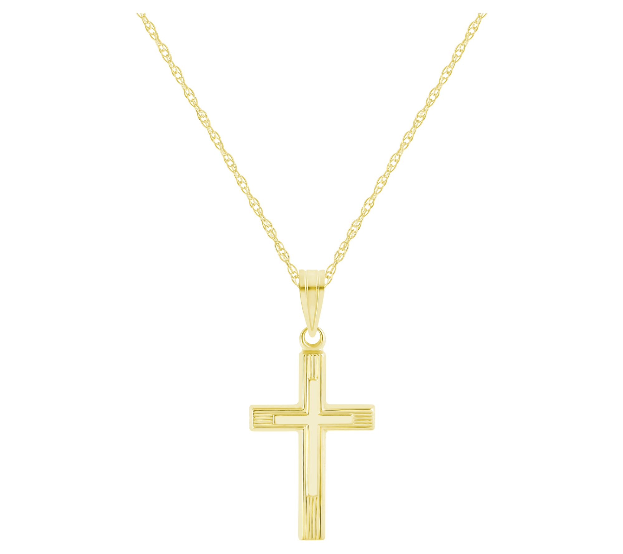 14K Gold Cross Pendant w/ Chain