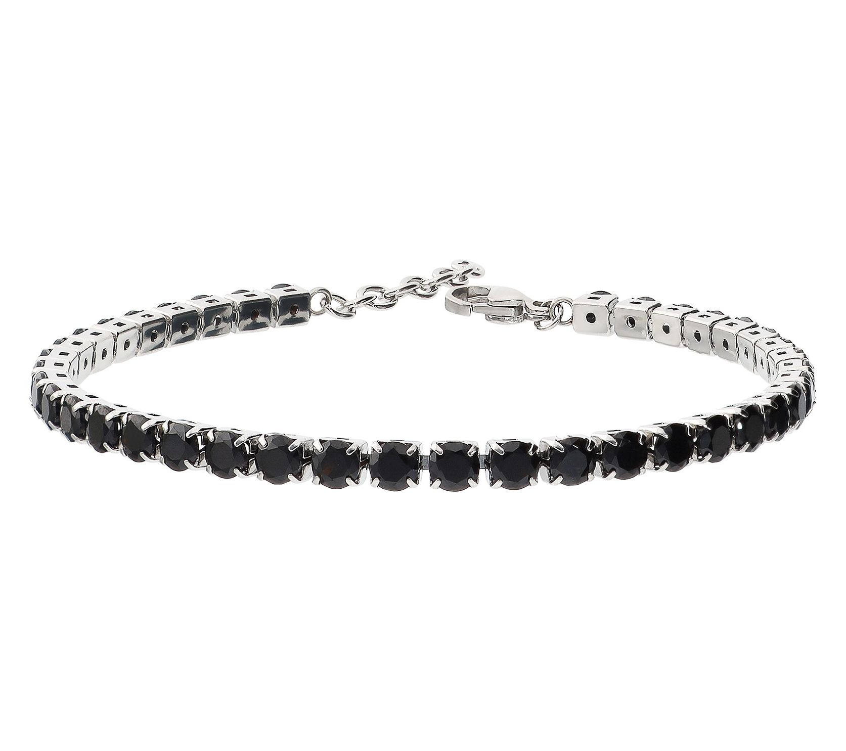 Steel By Design Simulated Black Spinel Tennis Bracelet