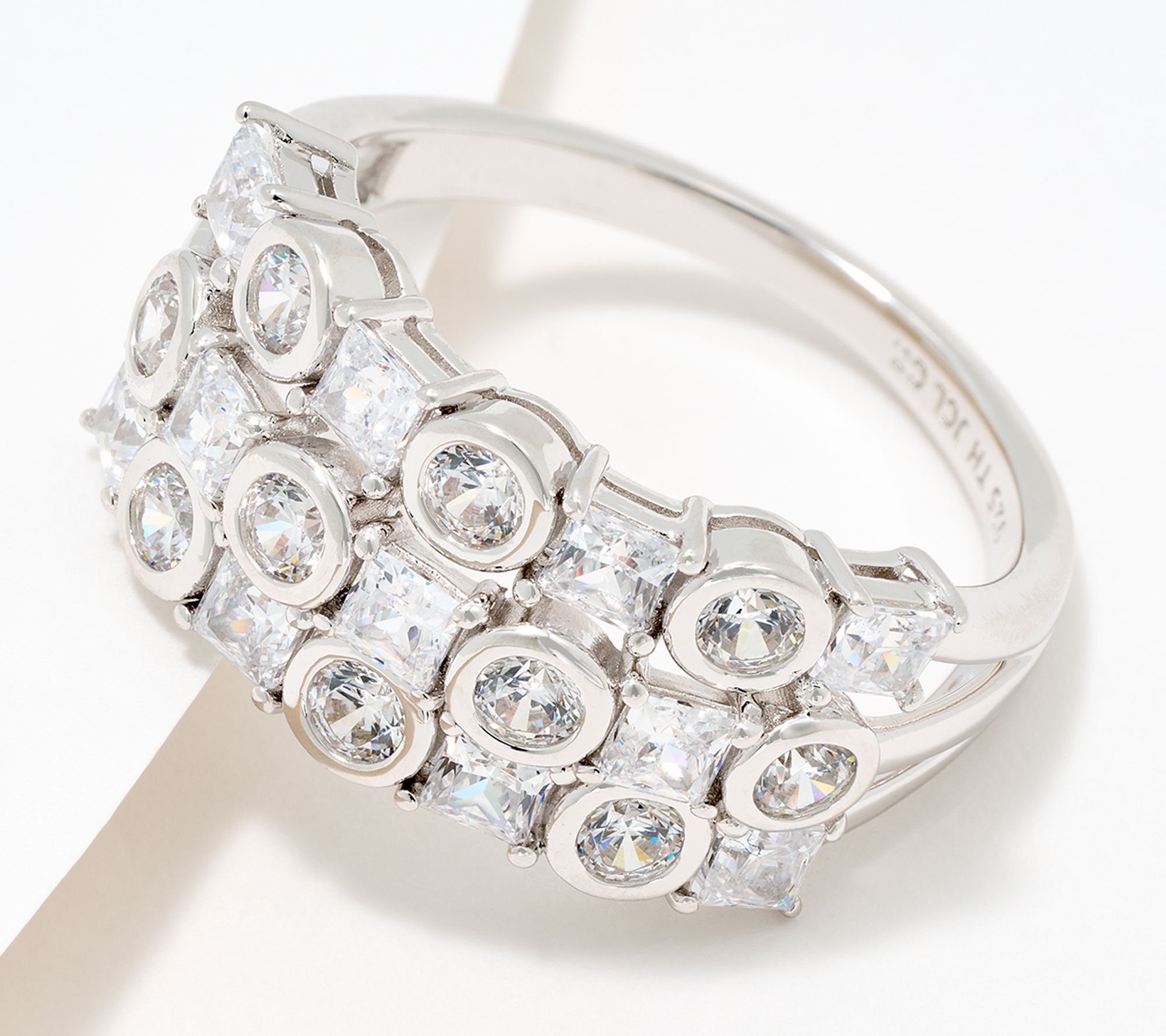 Diamonique Classics Round & Princess Ring, Sterling Silver