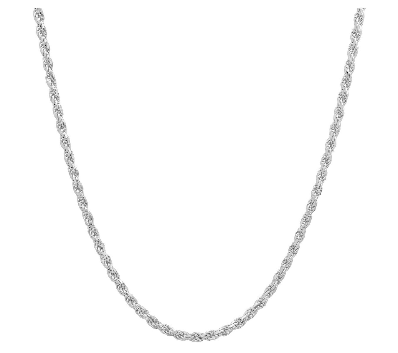 Silver Style Unisex Rope Chain Necklace, Sterling