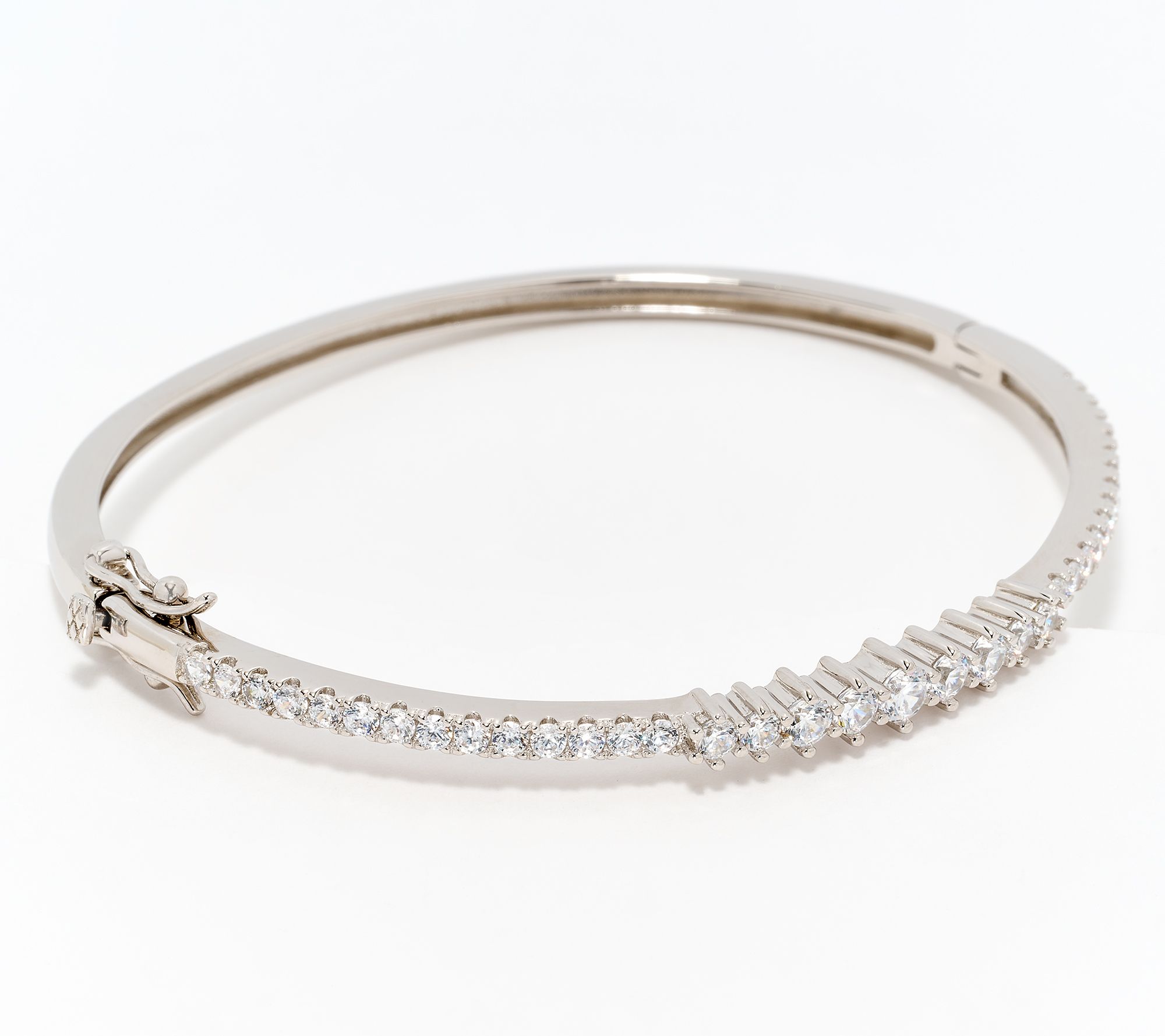 "As Is" Diamonique Pave Round Cut Bangle, Sterling Silver