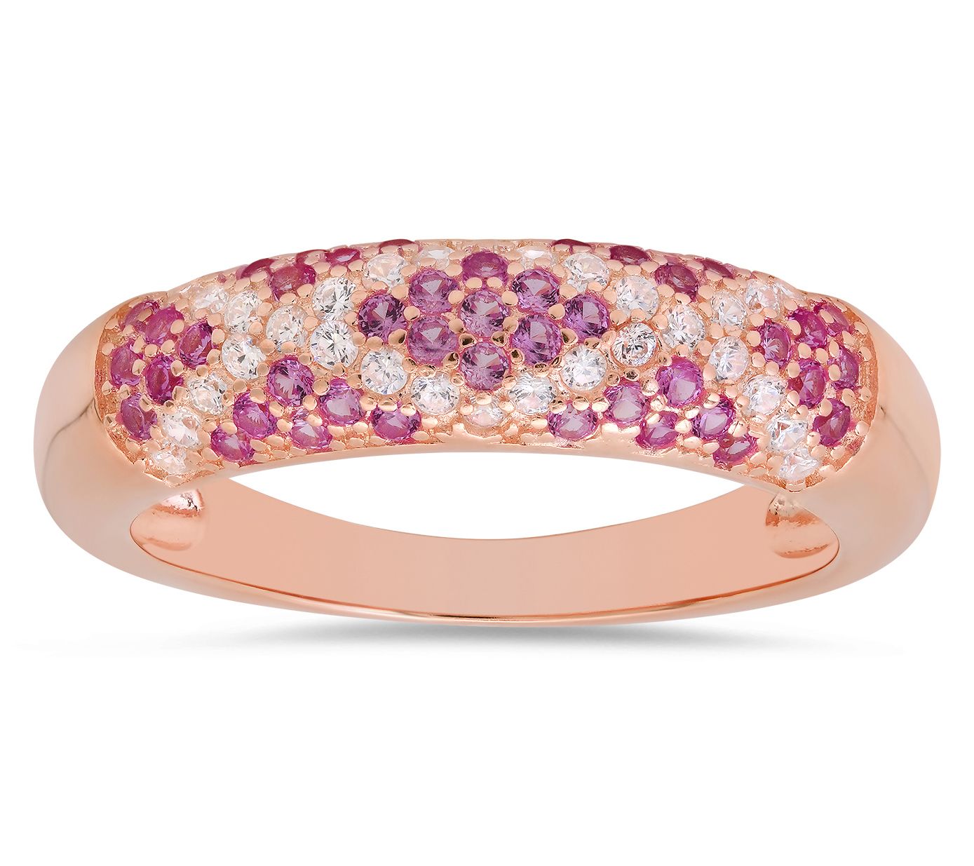 Diamonique Pave Pink Sapphire 'X' Ring, Sterling Silver