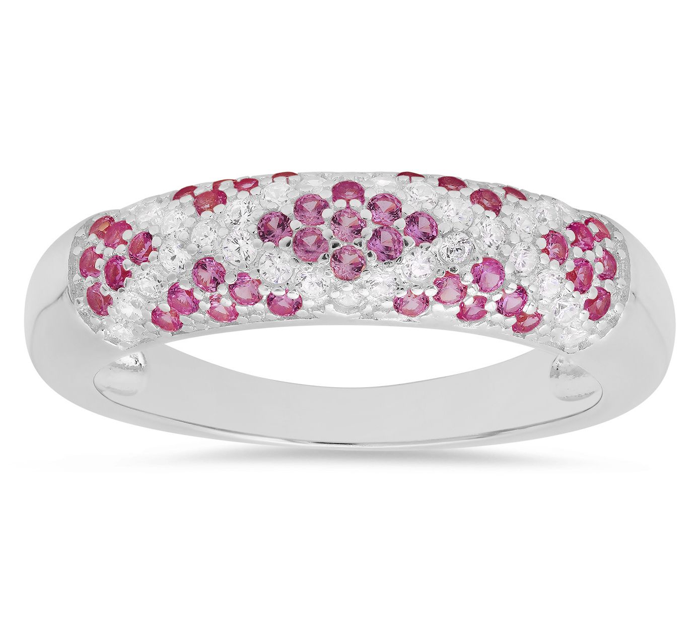 Diamonique Pave Pink Sapphire 'X' Ring, Sterling Silver