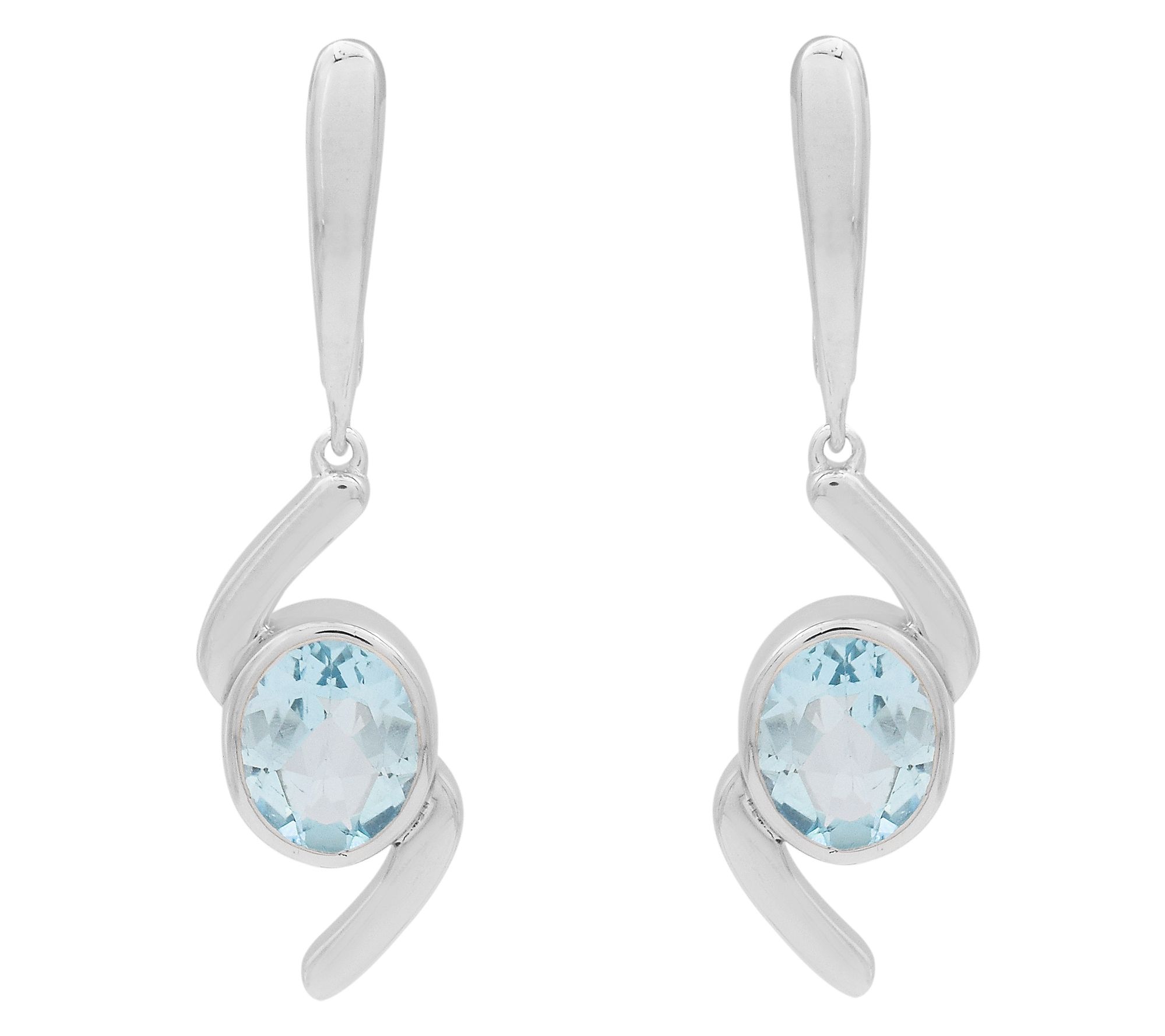 Affinity Gems Blue Topaz Snap Dangle Earrings,Sterling Silver