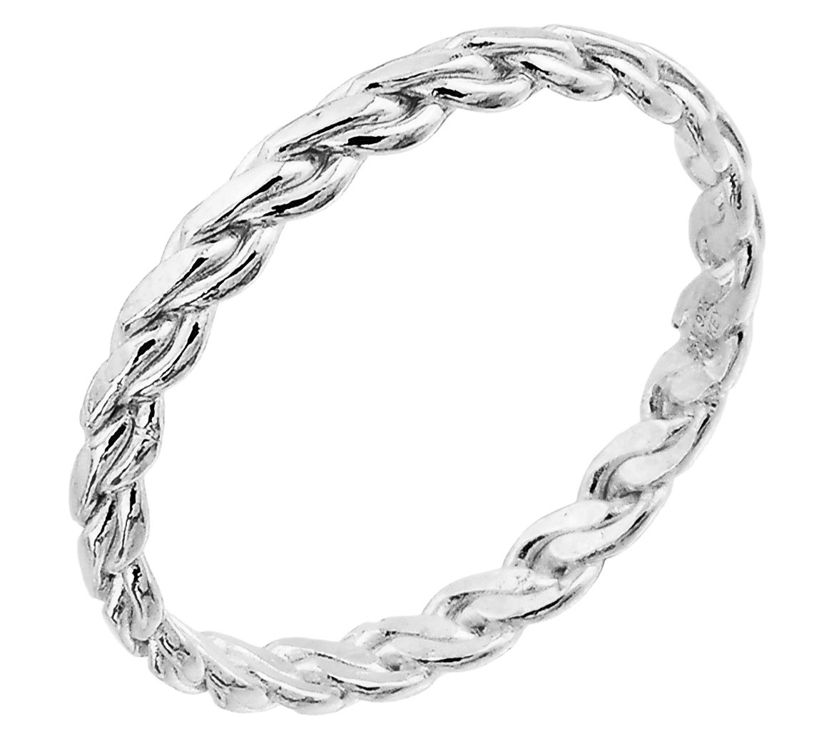 Silver Style High Polished Woven Band Ring, Sterling