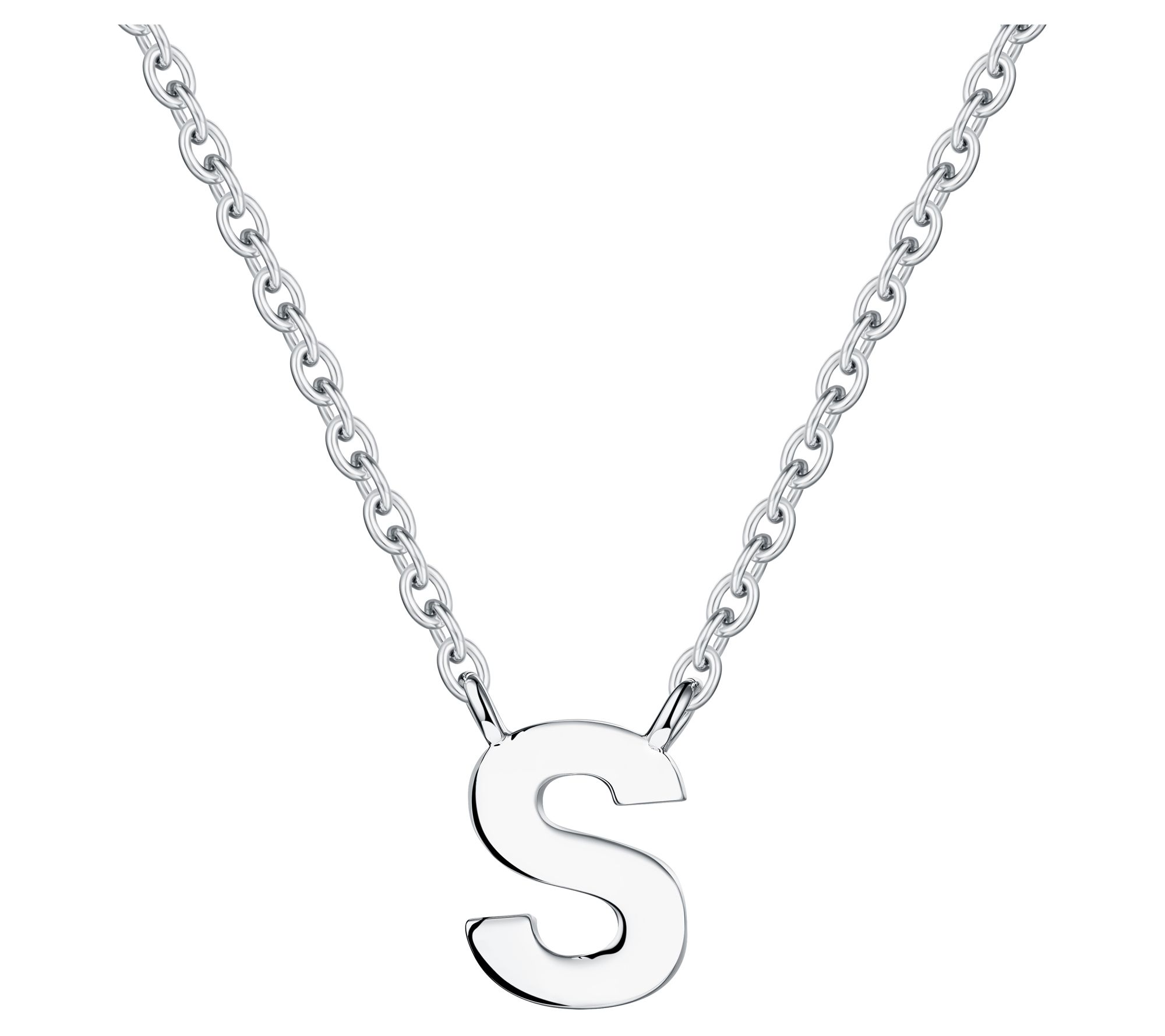 Silver Style Initial Charm Necklace, Sterling