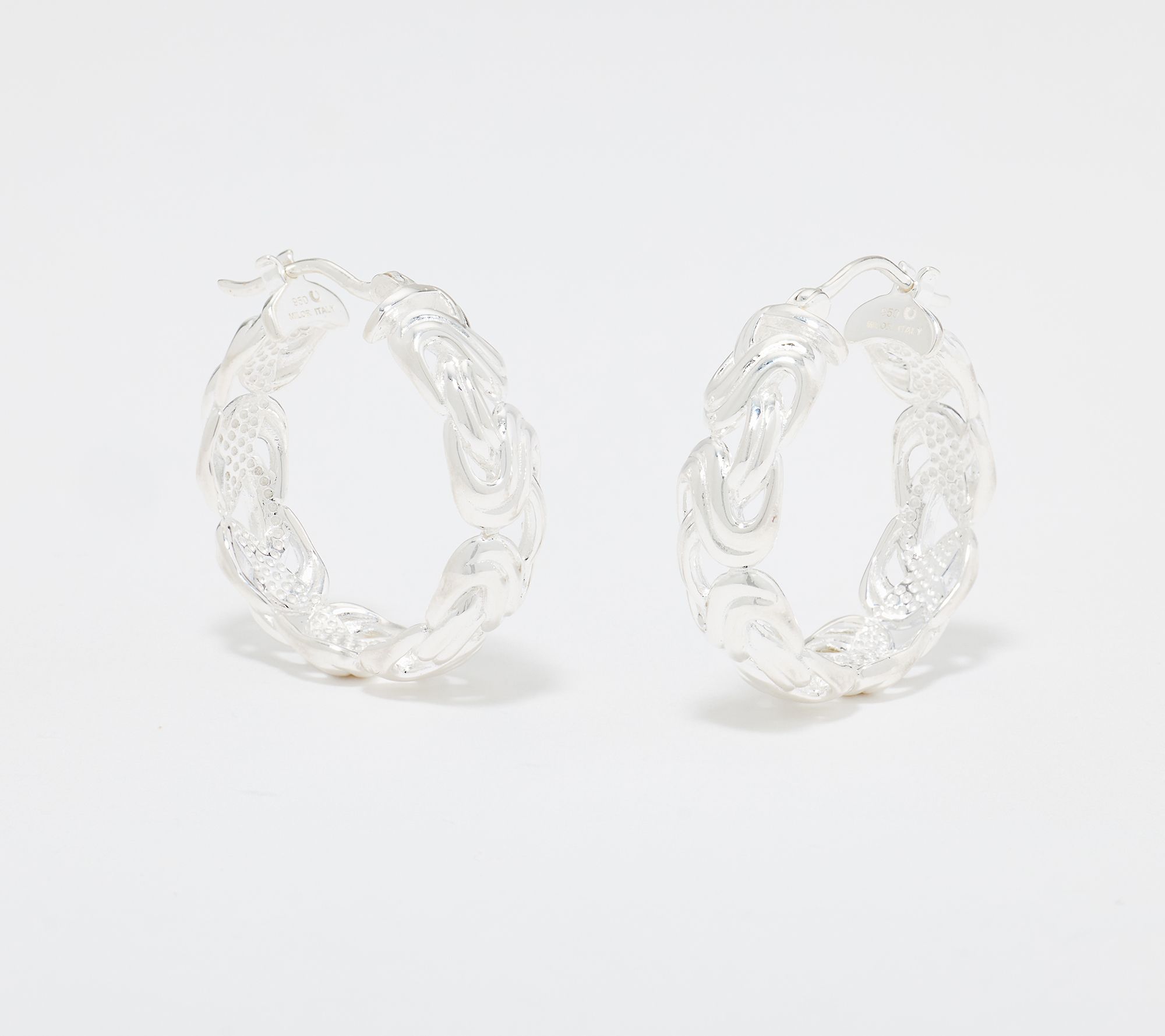 UltraFine 950 Silver Byzantine 1" Hoop Earrings