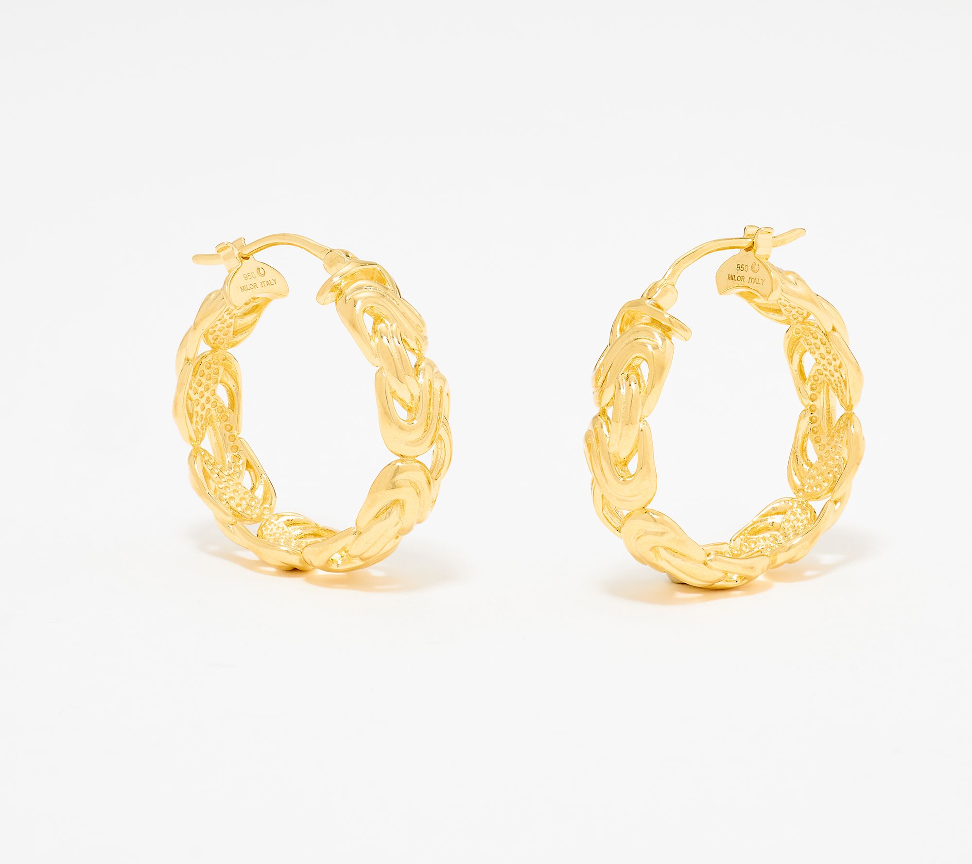 UltraFine 950 Silver Byzantine 1" Hoop Earrings