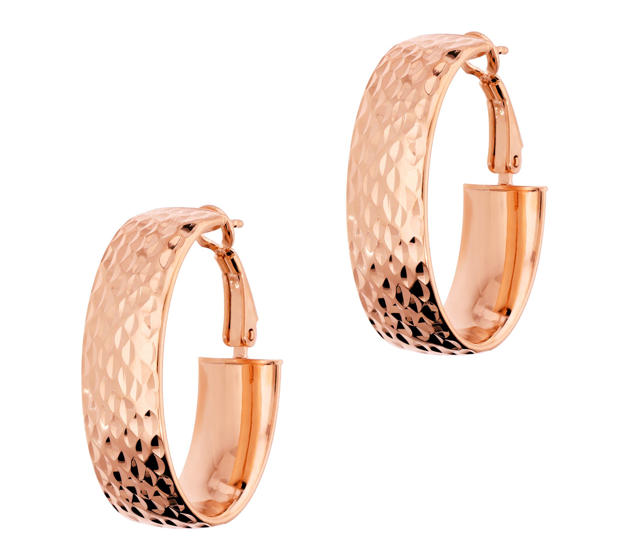 Bronzo Italia Diamond-Cut Oval Hoop Earrings