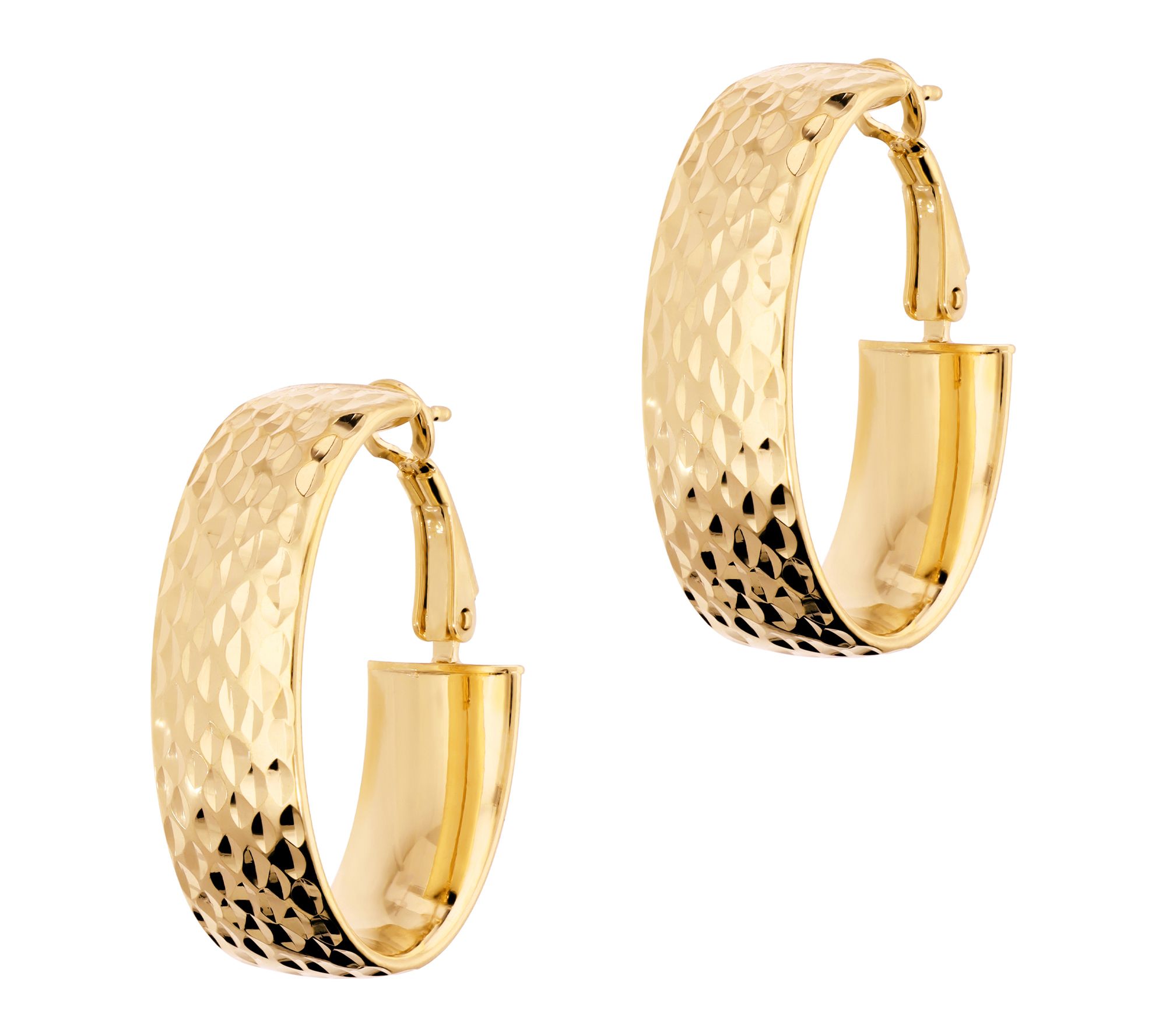 Bronzo Italia Diamond-Cut Oval Hoop Earrings