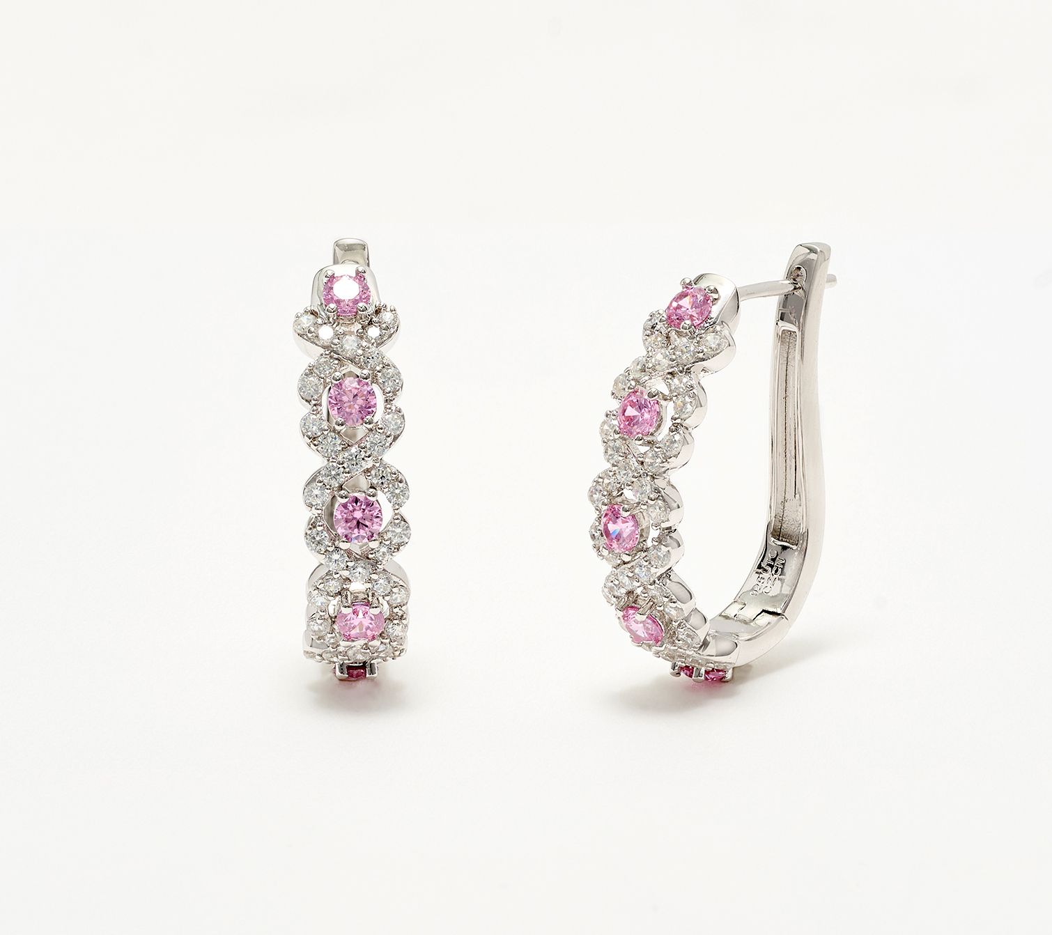 Diamonique x Kathy Levine Blushing Beauty Omega Back Earrings, Sterl
