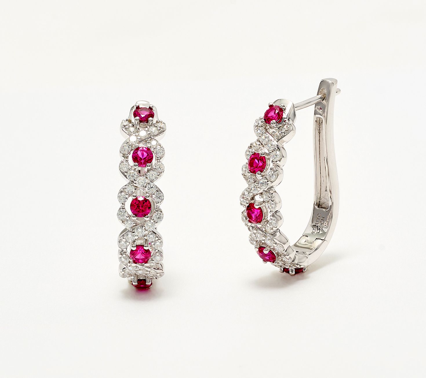 Diamonique x Kathy Levine Blushing Beauty Omega Back Earrings, Sterl