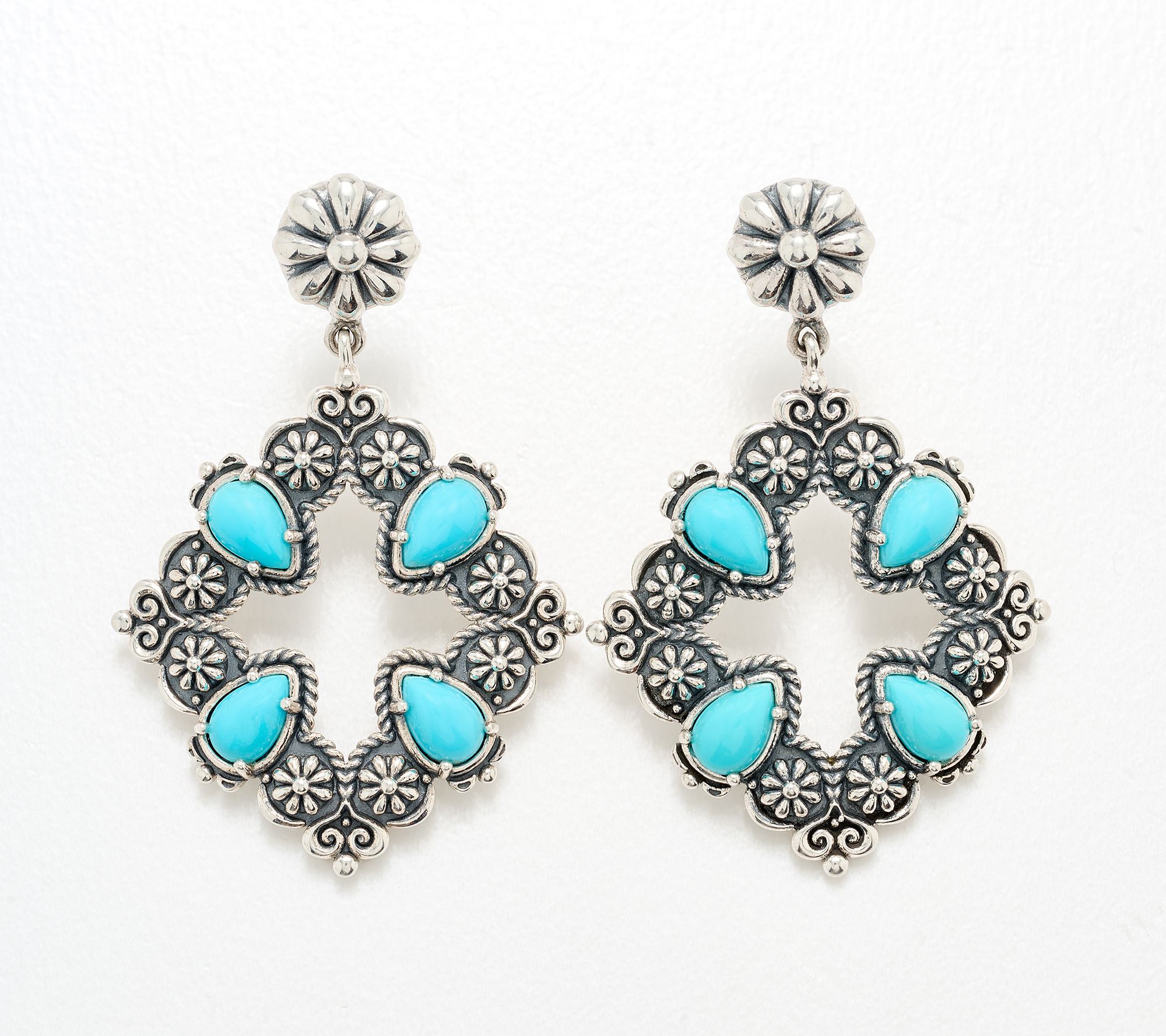 American West Sterling Sleeping Beauty Diamond Shape Earrings