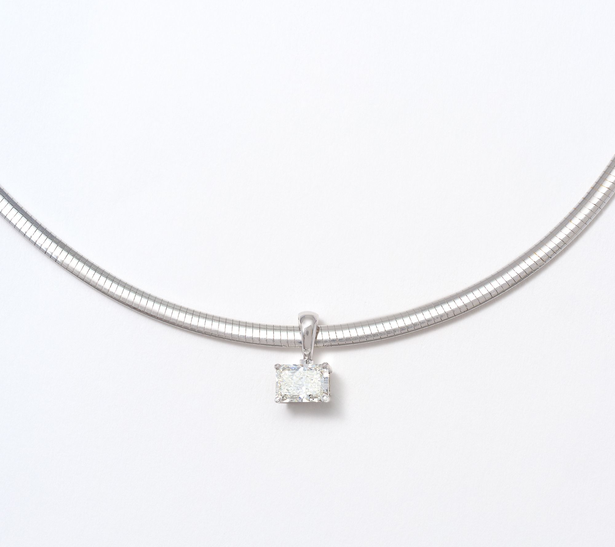 Fire Light Lab Grown Diamond 1.00 cttw Radiant Omega Necklace