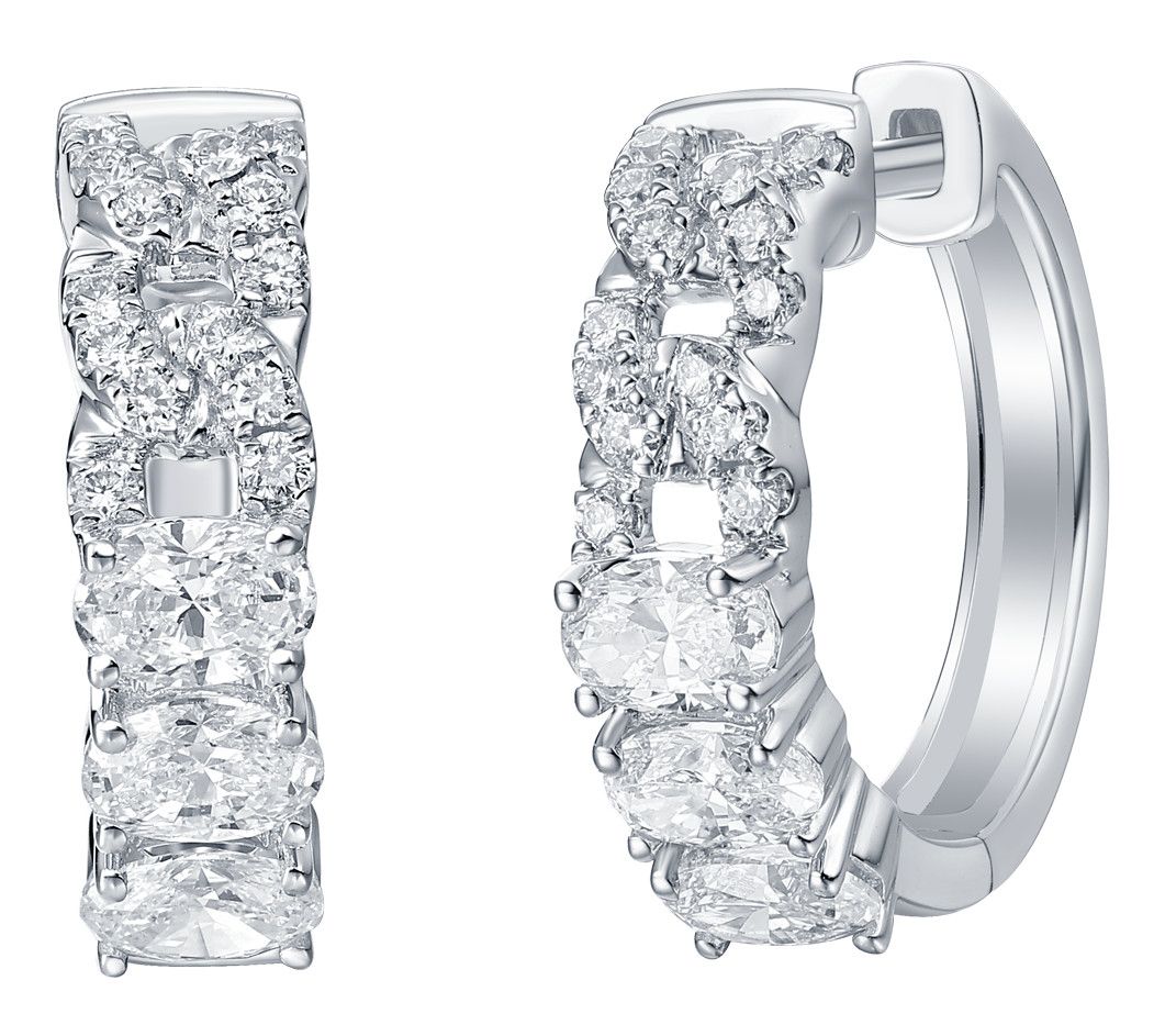 Smiling Rocks Lab Grown Diamonds 0.92 cttw Hoops, 14K Gold