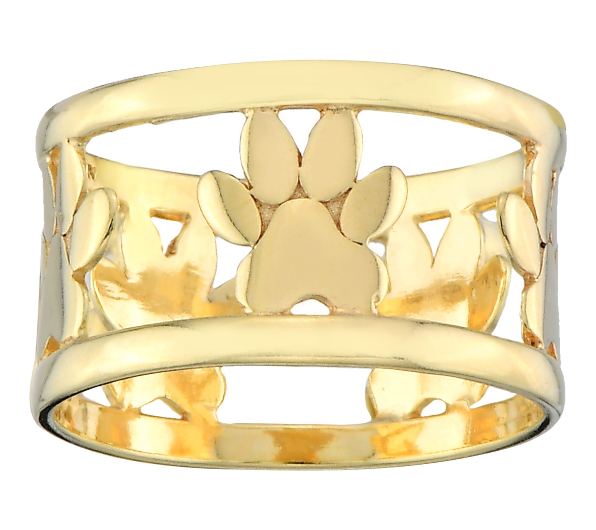 Silver Style Paw Print Design Band Ring, Sterling