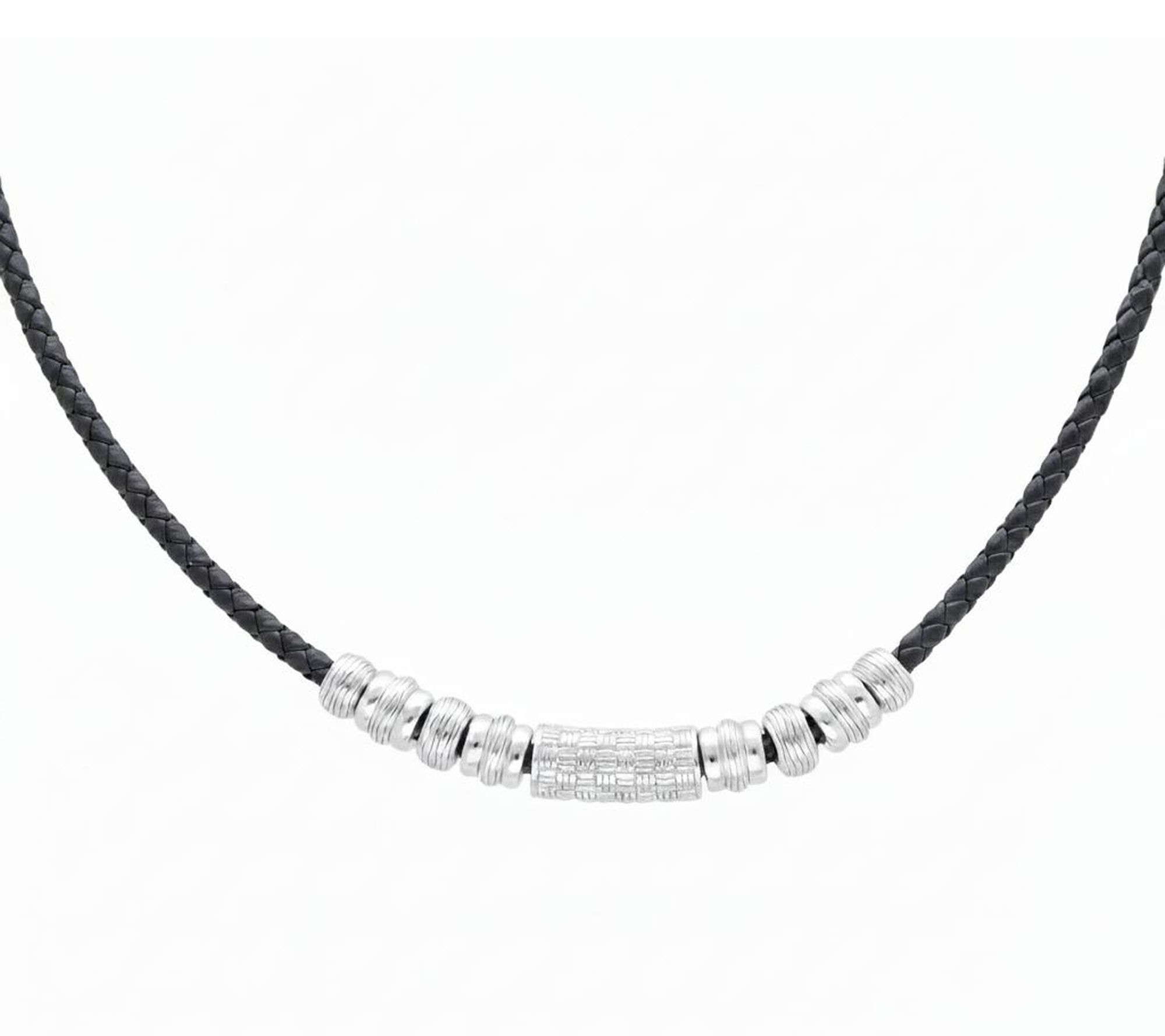 Ariva Sterling Silver Leather Necklace
