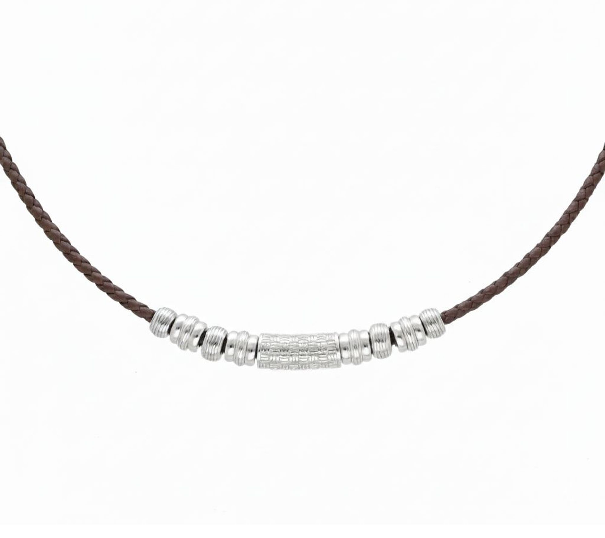 Ariva Sterling Silver Leather Necklace