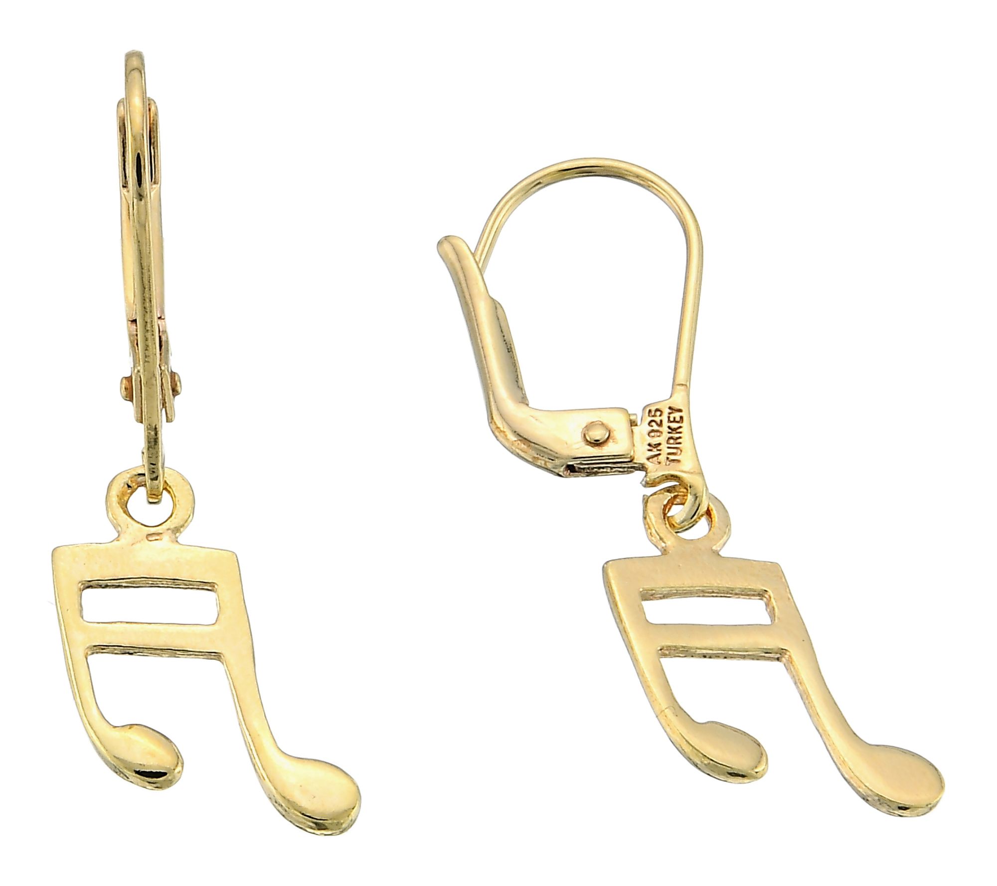 Silver Style Music Note Design Leverback Earrings, Sterling
