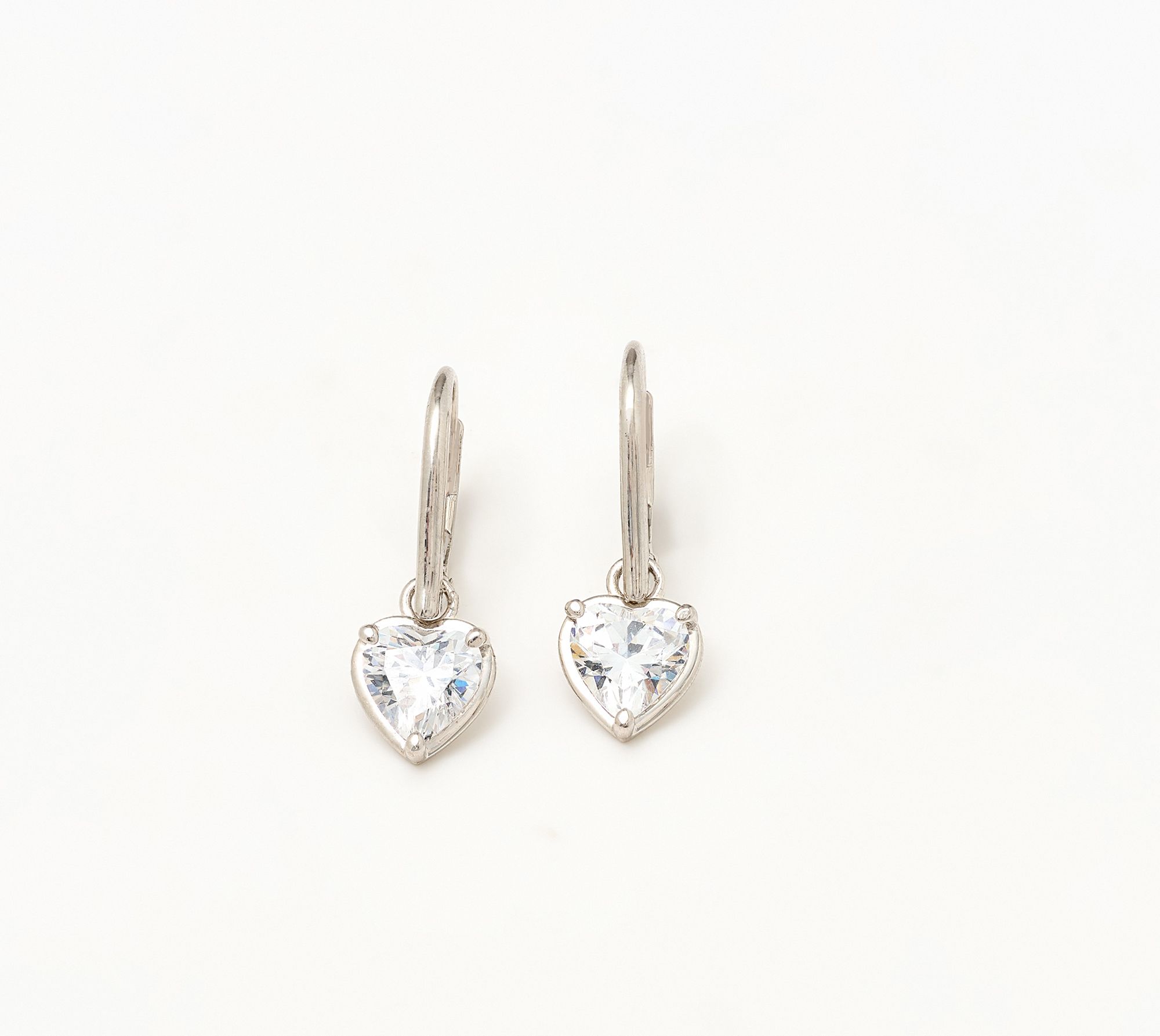 Diamonique x Lulu Frost Heart Bezel Leverback Earrings, Sterl