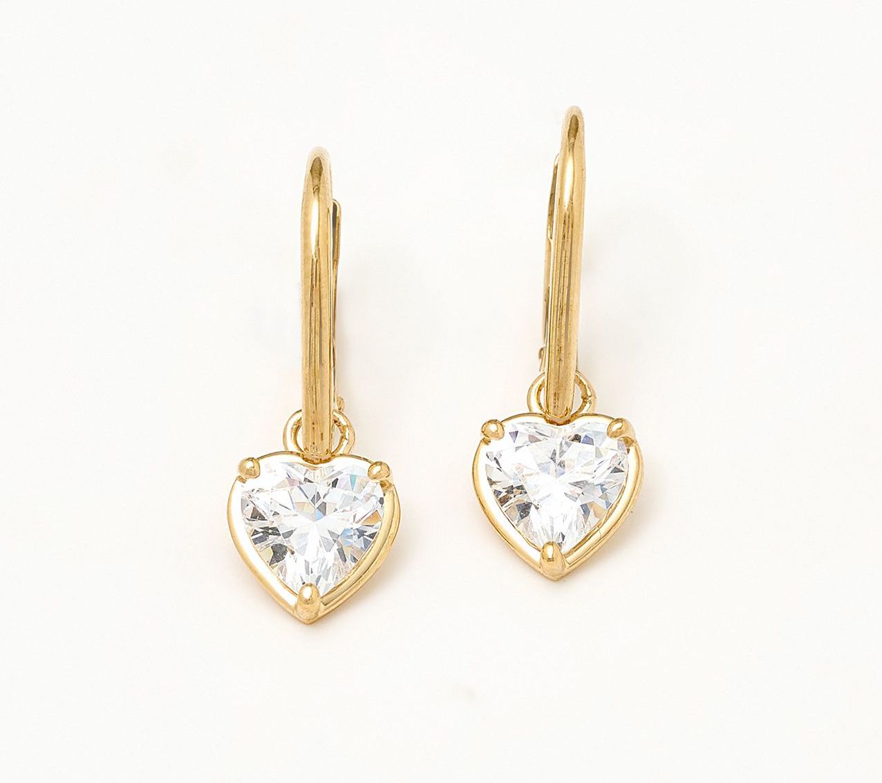 Diamonique x Lulu Frost Heart Bezel Leverback Earrings, Sterl