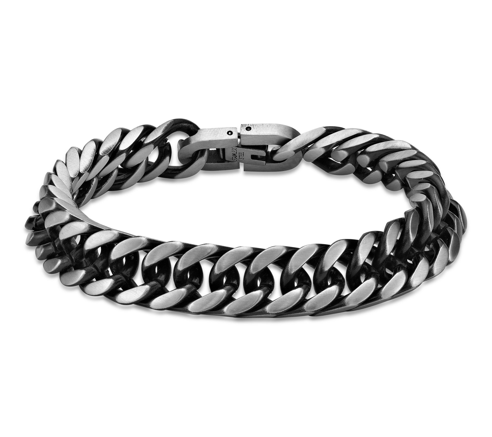 LYNX Men's Black Ion Plated Curb Link Bracelet