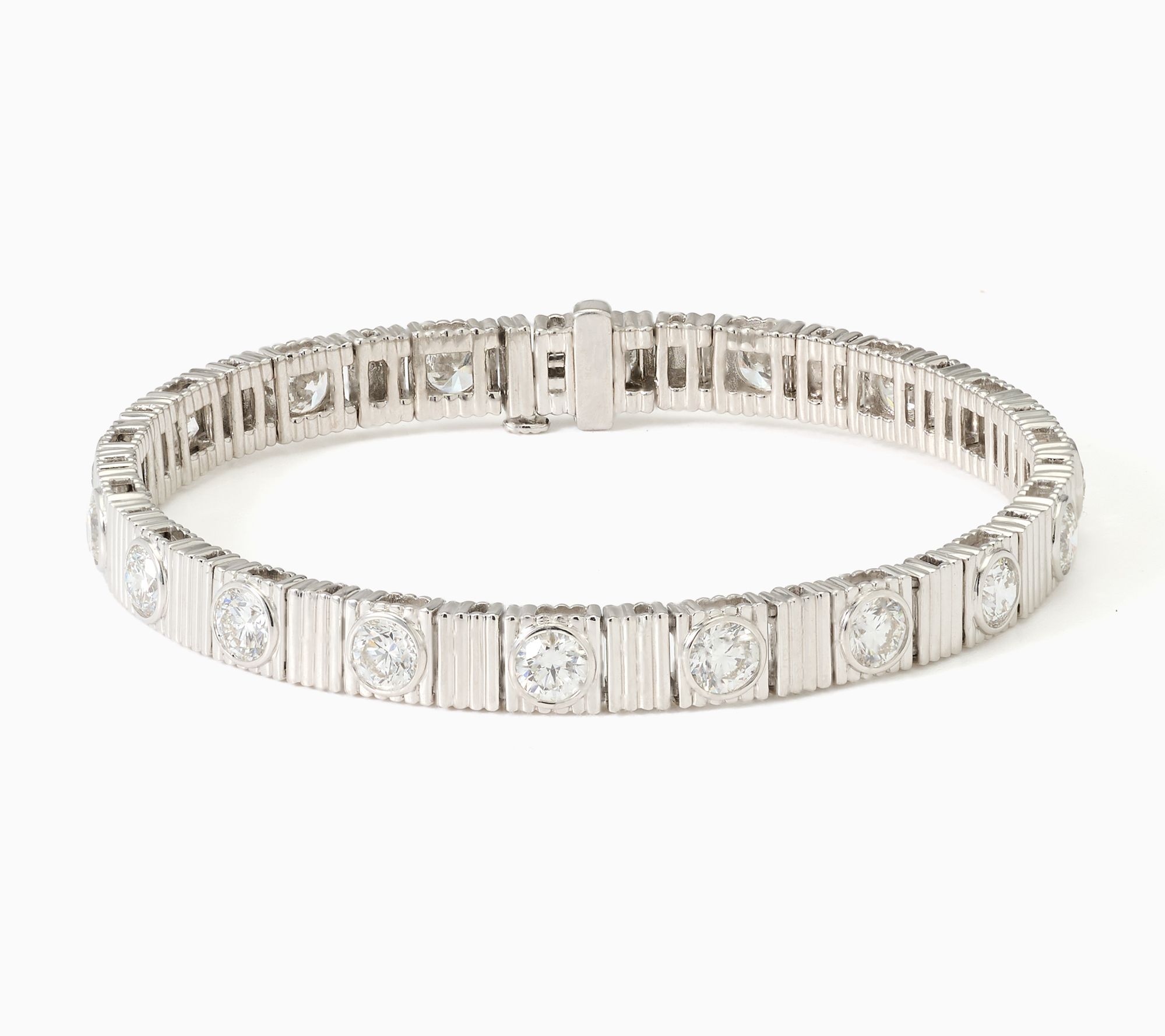 Fire Light Lab Grown Diamonds 7 cttw Texture Station Bracelet, Sterl