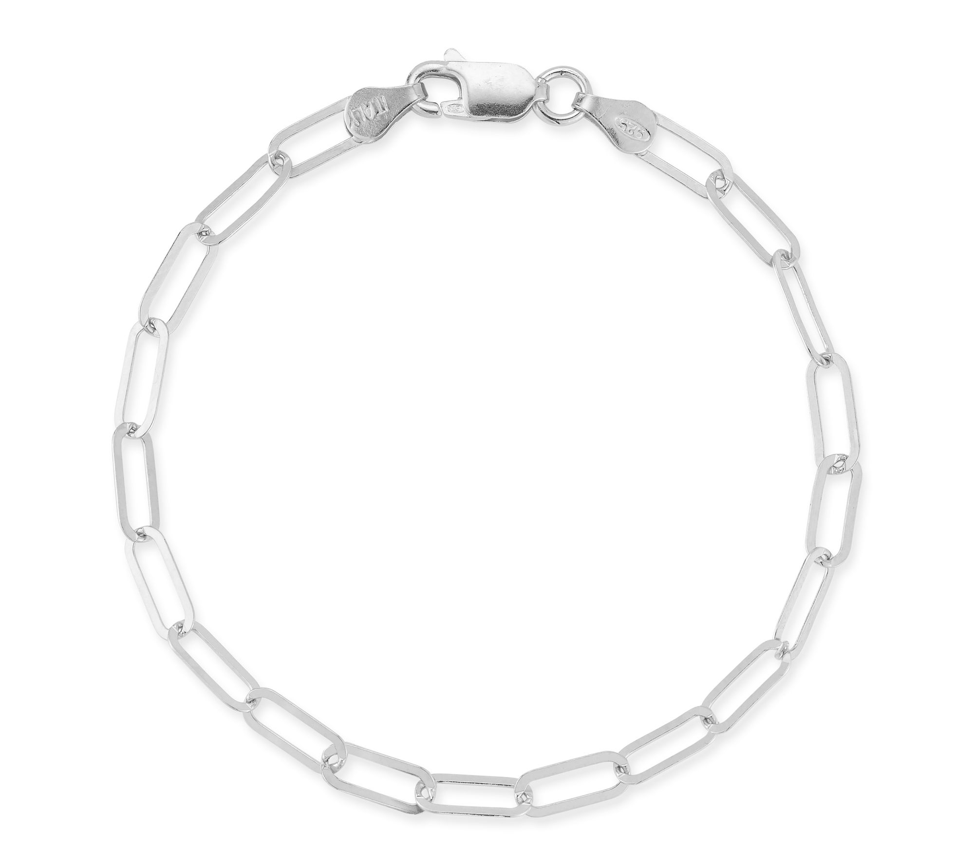 Italian Silver 7" Thin Paperclip Chain Bracelet, Sterling