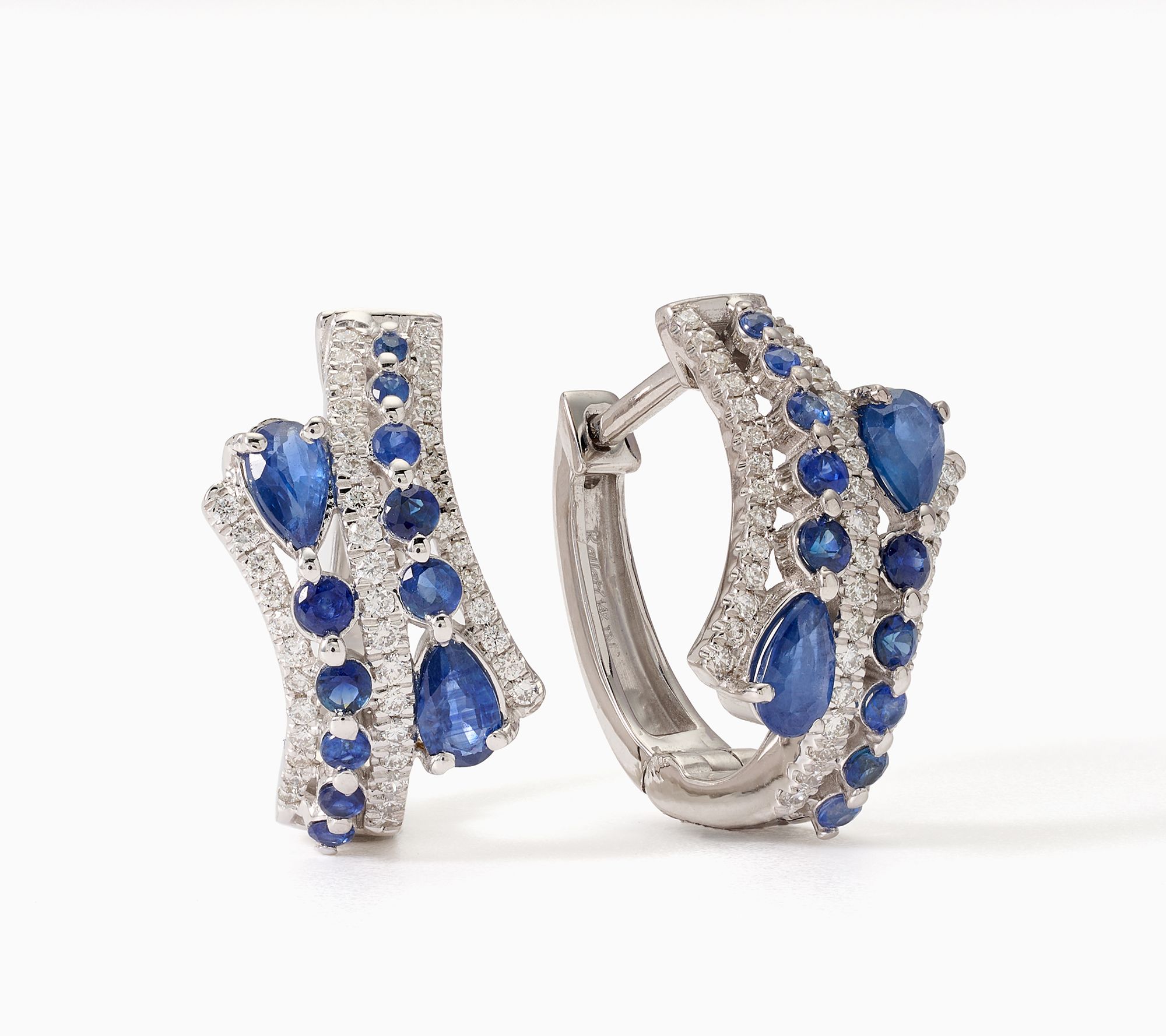 Kallati Sapphire & Diamond Earrings, 14K White Gold