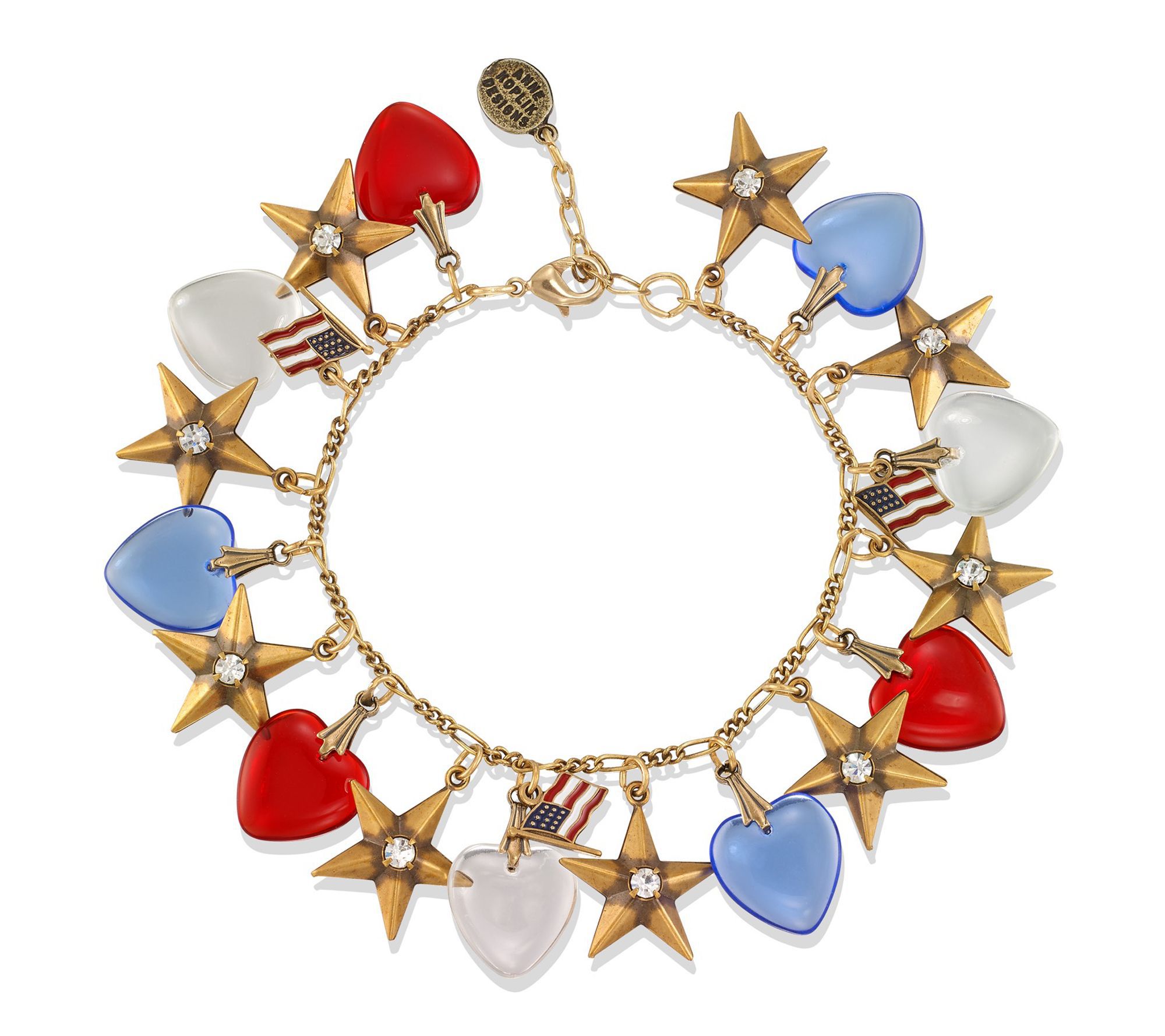 Anne Koplik Stars, Hearts & Flags Americana Charm Bracelet