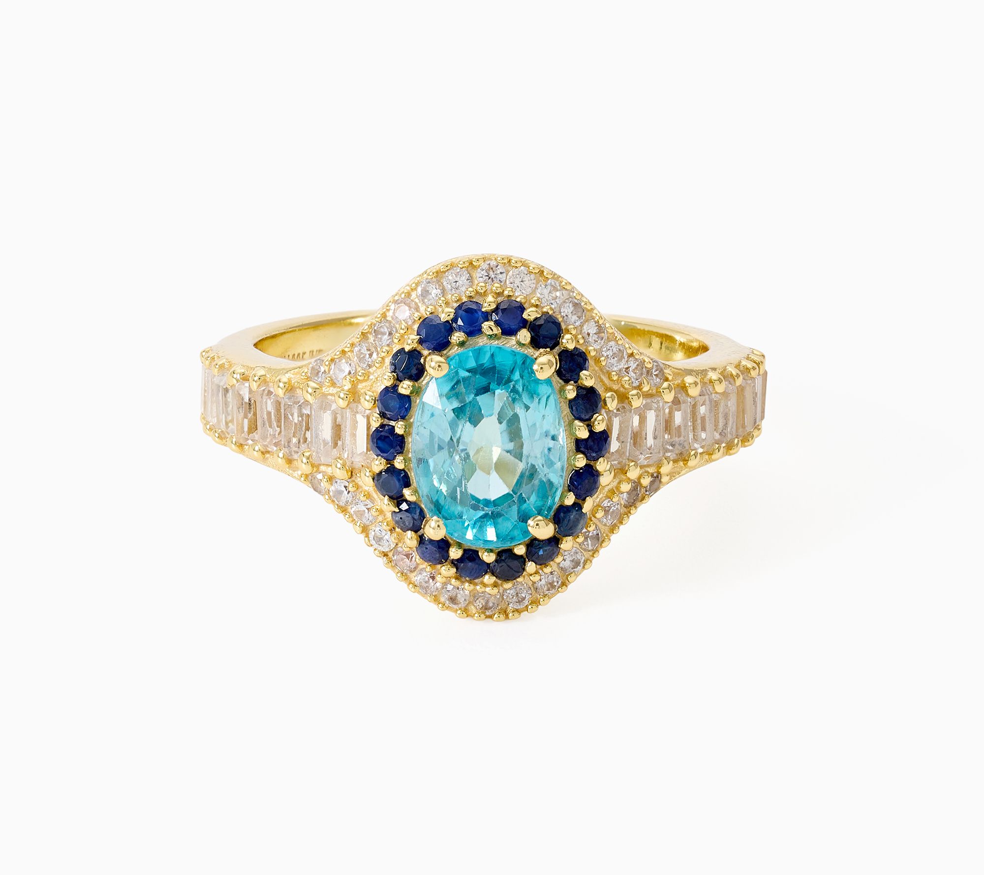 Affinity Gems Blue Zircon Oval Center Halo Ring Sterling