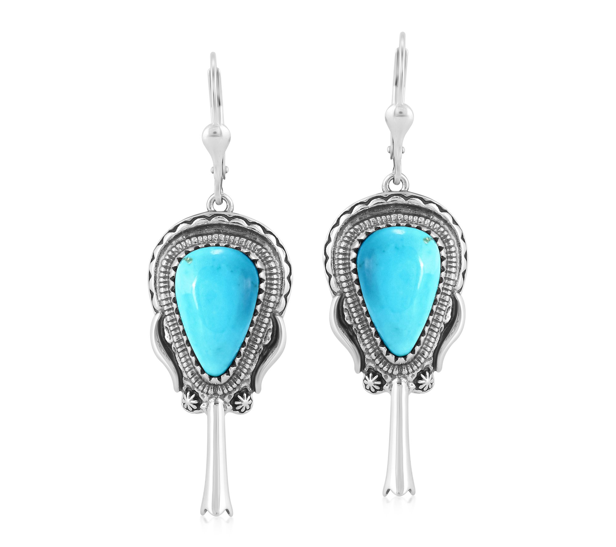 American West Sterling Kingman Squash Blossom Earrings - QVC.com