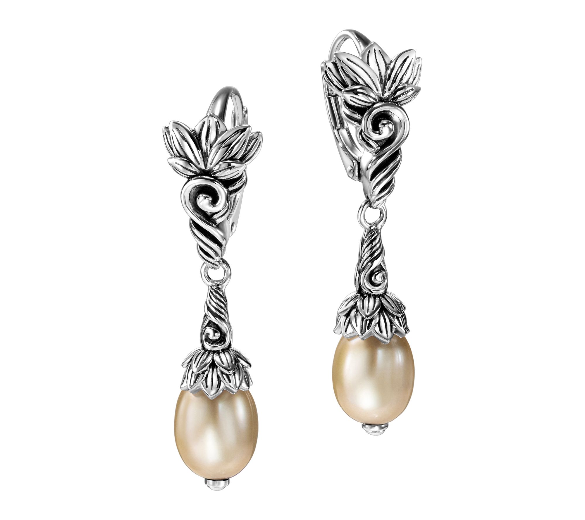 Third Person Sterling Silver Lotus Cultured Pearl Earrings