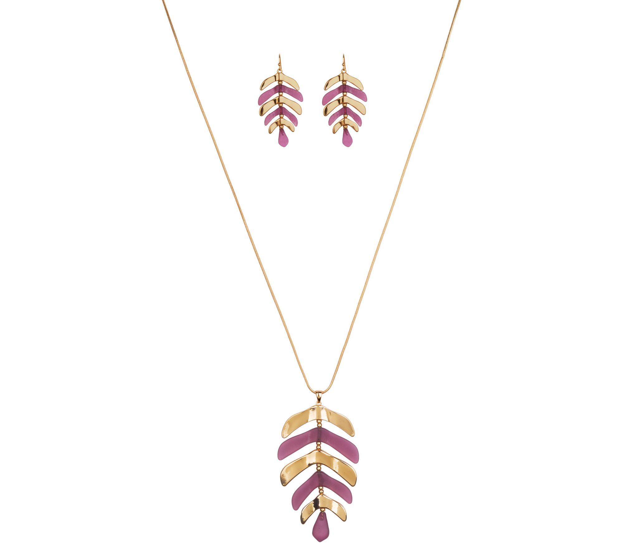 Belle by Kim Gravel EmBELLEish Leaf Earrings &Necklace Set - QVC.com