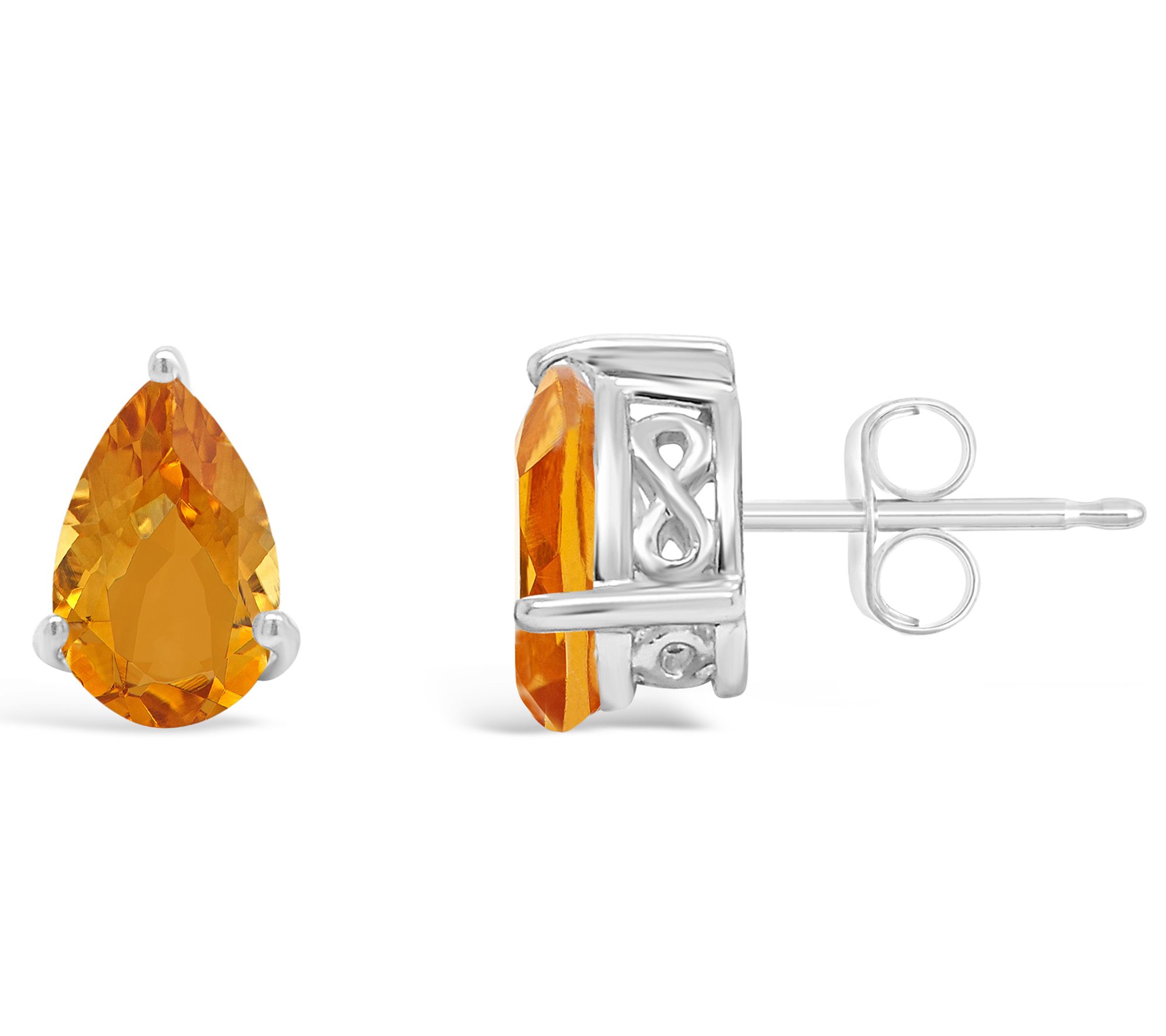 14K Gold 8x5mm Pear Shaped Citrine Stud Earrings