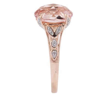 4.00 ct Morganite & Diamond Accent 14K Rose Gold Ring - QVC.com