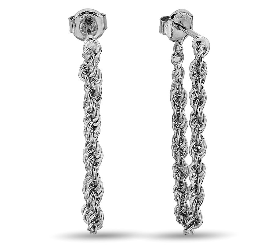 Silver Style Rope Chain Drop Earrings, Sterling